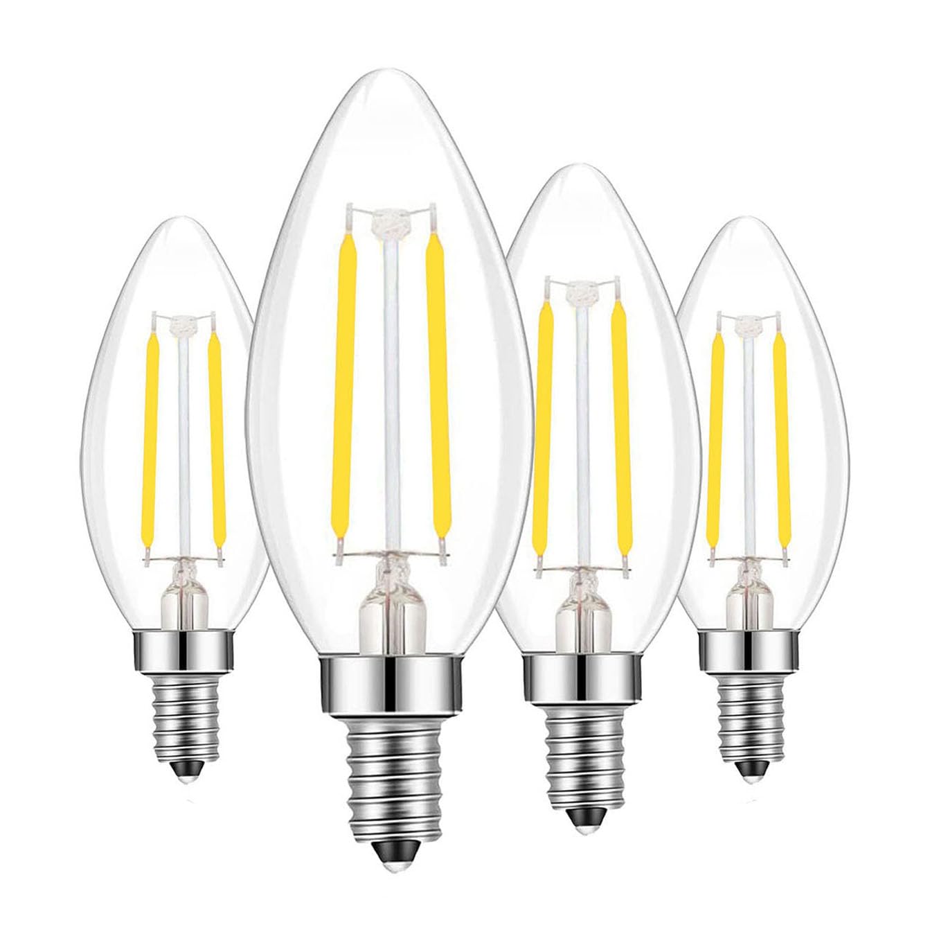 Lamsky E14 Led Filament Candle Shape Light Bulb,E14 European Base Bulb,Daylight 6000K 200Lm 20W Equivalent,C35 Clear Glass Torpe