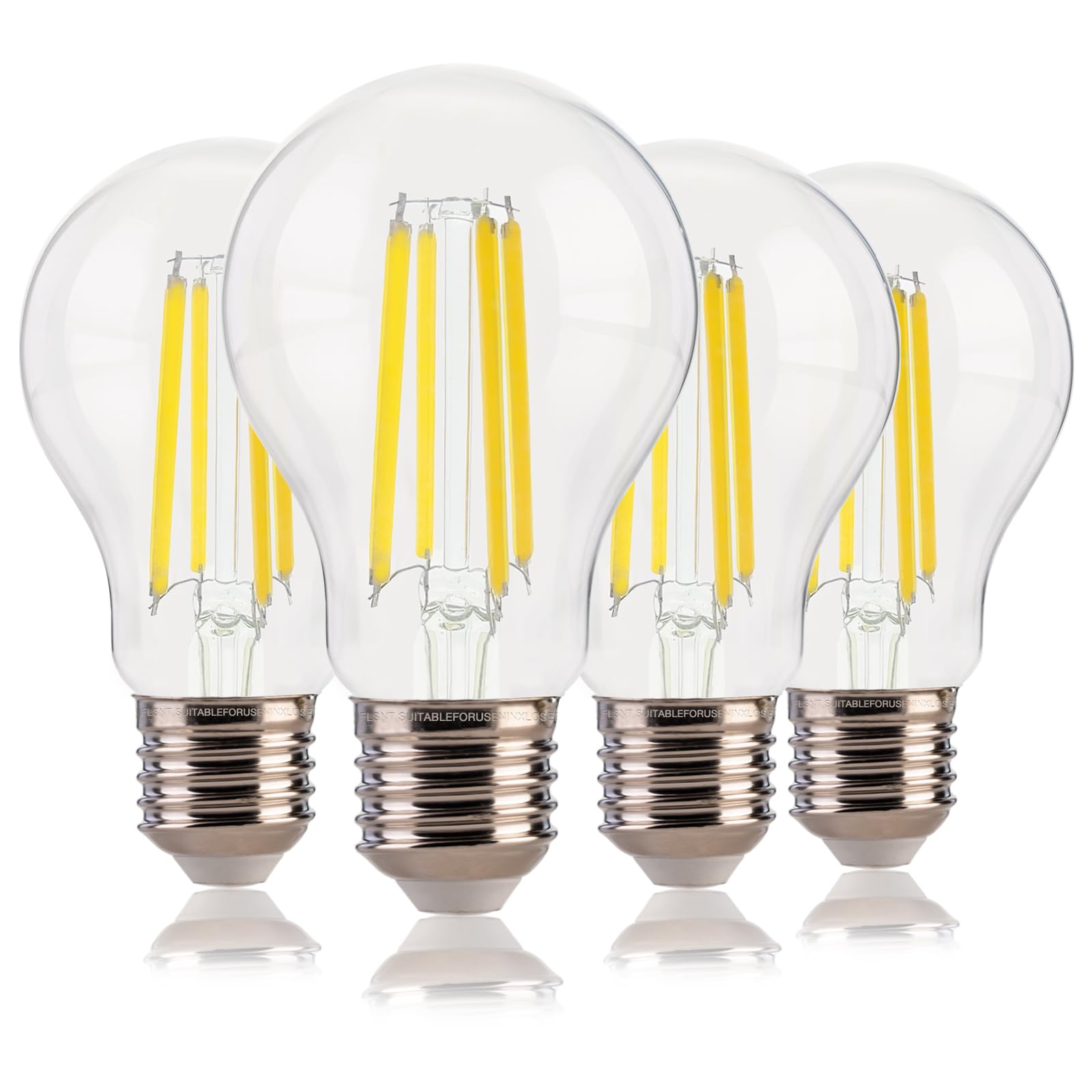 Flsnt 100W Equivalent A19 Led Light Bulbs, Efficient 12W, 1600Lumens, 5000K Daylight, Cri82, E26 Base, Led Filament Light Bulbs