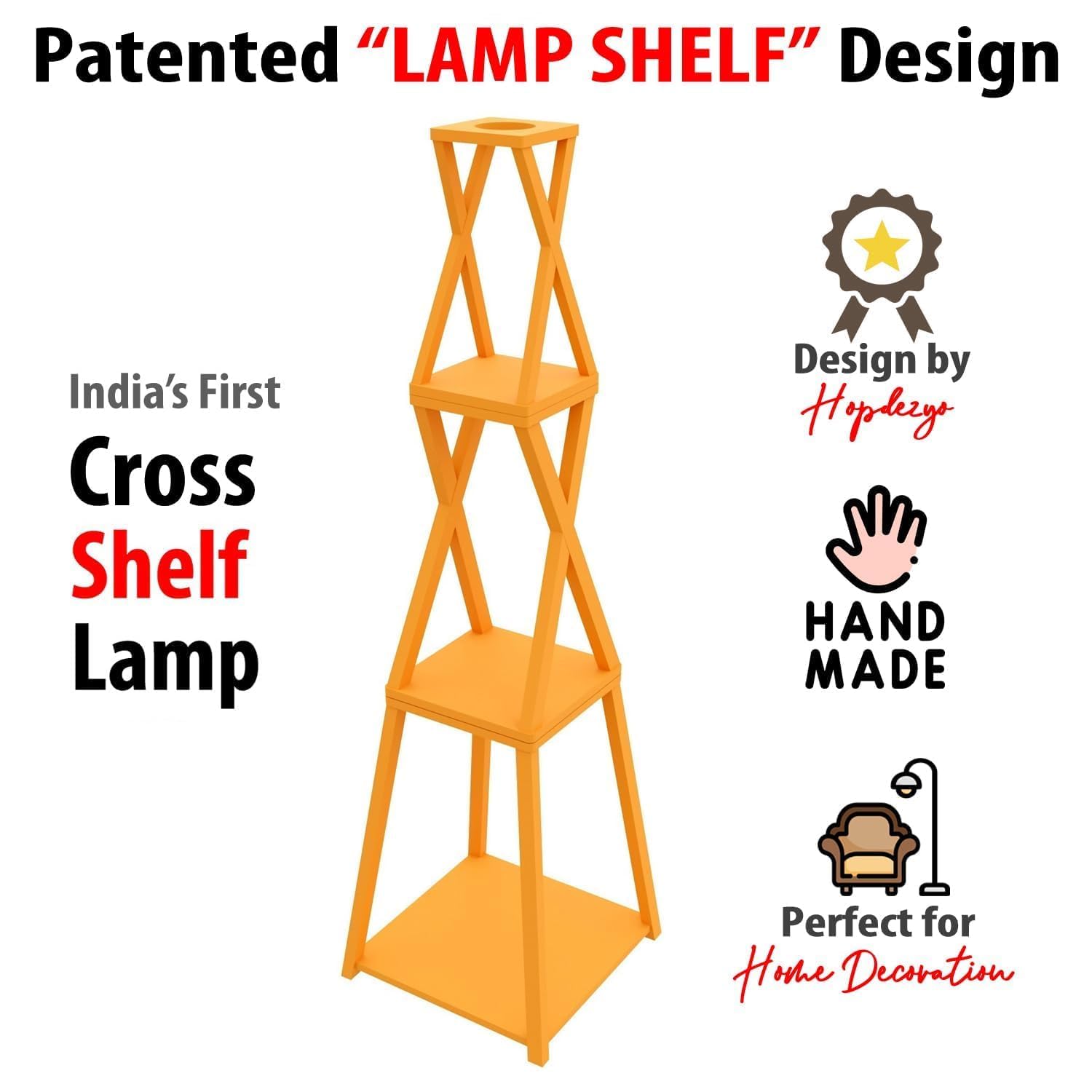 Hopdezyo E27 LED Italian Crafter Home Decor Floor Lamp for Living Room Bedroom Office, Holder & Lamp, Red Shade Pack of 1