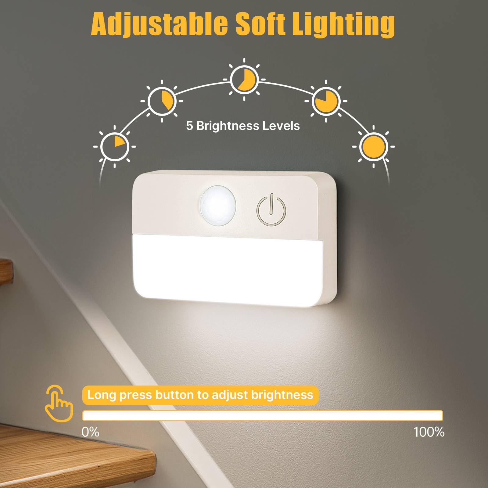 Guankai Motion Sensor Stair Lights, 16 Pack, RGB Battery Operated, Plastic, Model 0003D3, Wireless LED Night Light for Indoor Use