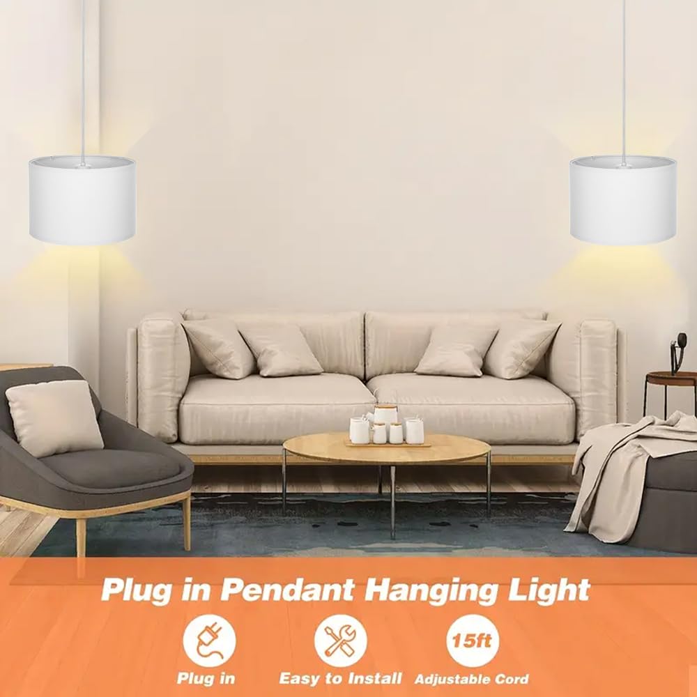 Zslaifu 15Ft Plug In Pendant Light With Switch,Hanging Lights With Plug In Cord, Hanging Light Pendant Lamp With Remote Control,