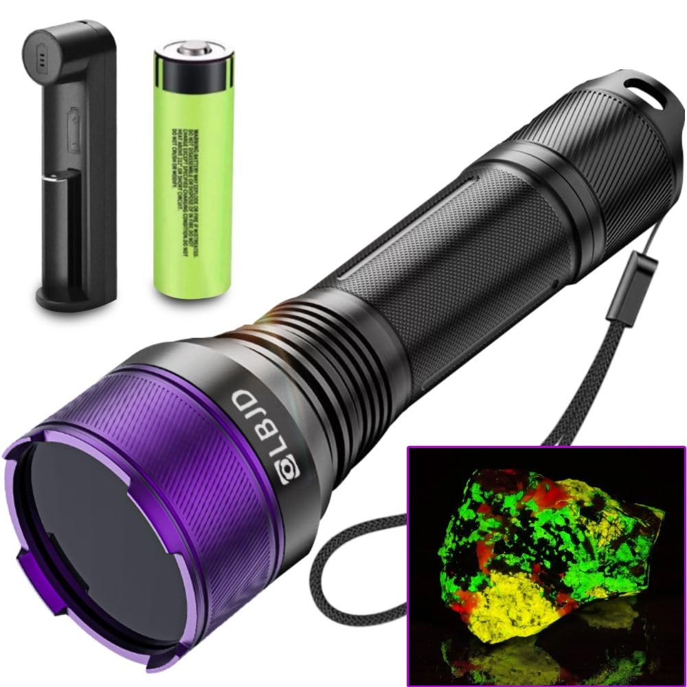 LBJD 365NM UV Blacklight Flashlight, 4-Core LED, Aluminum, Small, Multicolor, Model PUR365NN