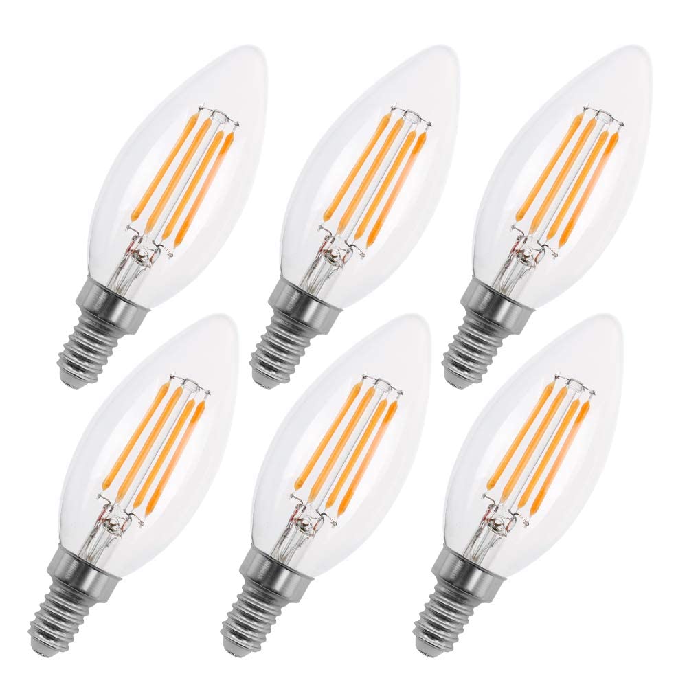 New Lights E12 Candelabra Led Bulbs Dimmable 20W Equivalent Clear Glass 6 Pack