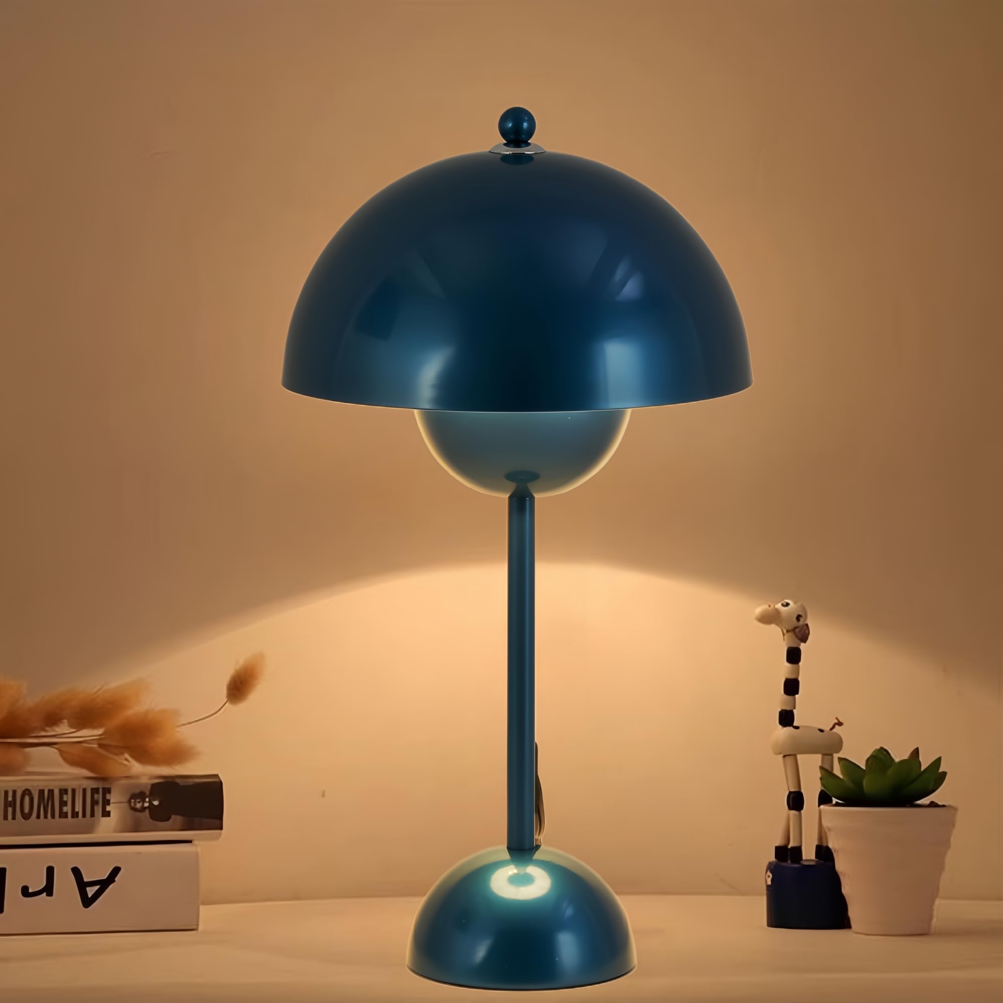 COSYLUX Modern Table Lamp - Cute Dome Shade, Pearl Blue, Metal, Ideal for Bedroom, Living Room, Office, Desk, or Nightstand