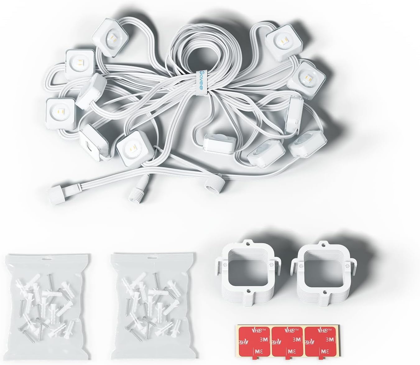 Govee 16.4ft Lights with Clips and VHB Glue Only for RGBIC Permanent Outdoor Lights 2, Applicable to H705D, H705E and H705F, Whi