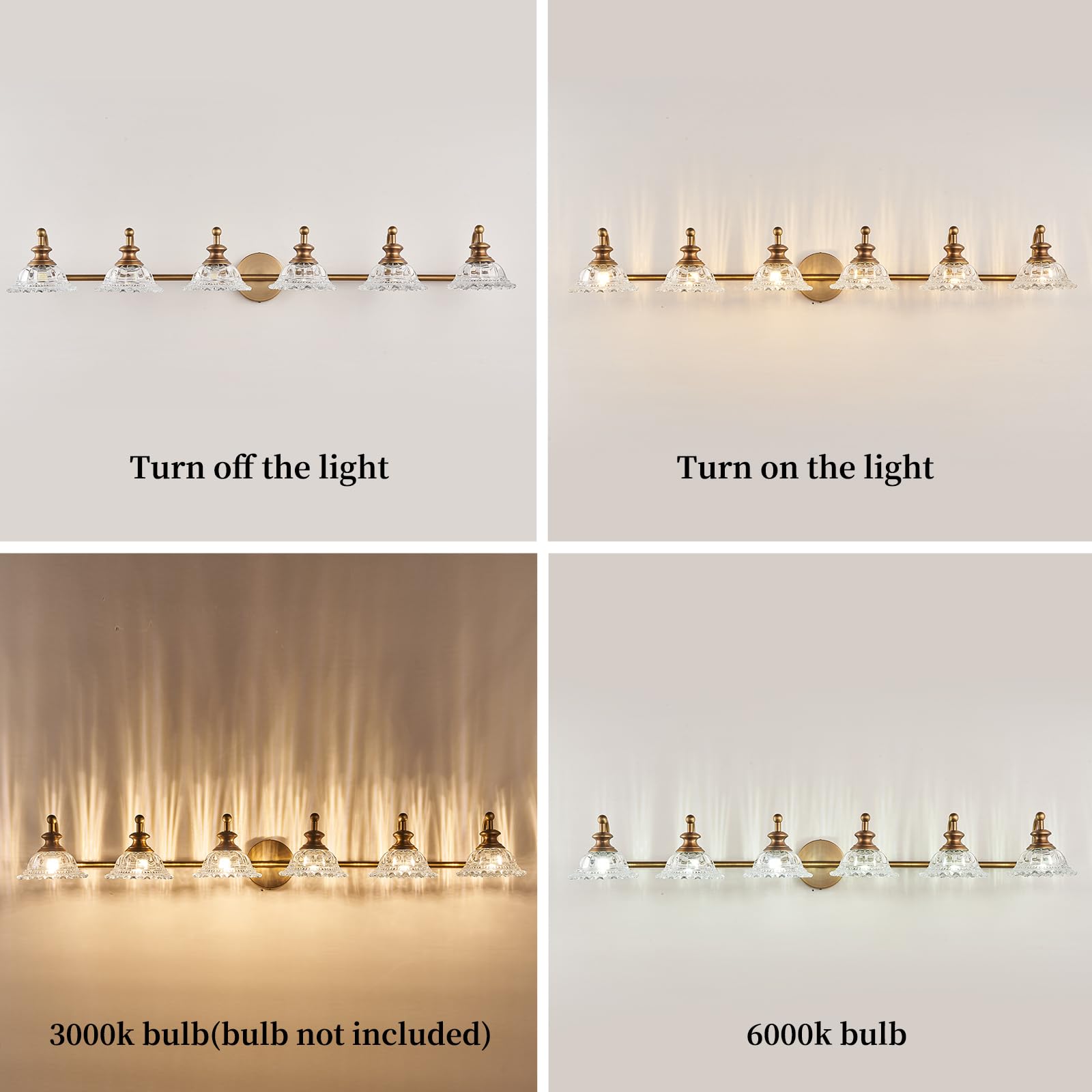 Xiedun 45'' Bathroom Light 6 Light Bathroom Vanity Light Fixtures (Exclude G9 Bulb) Vanity Lights For Bathroom