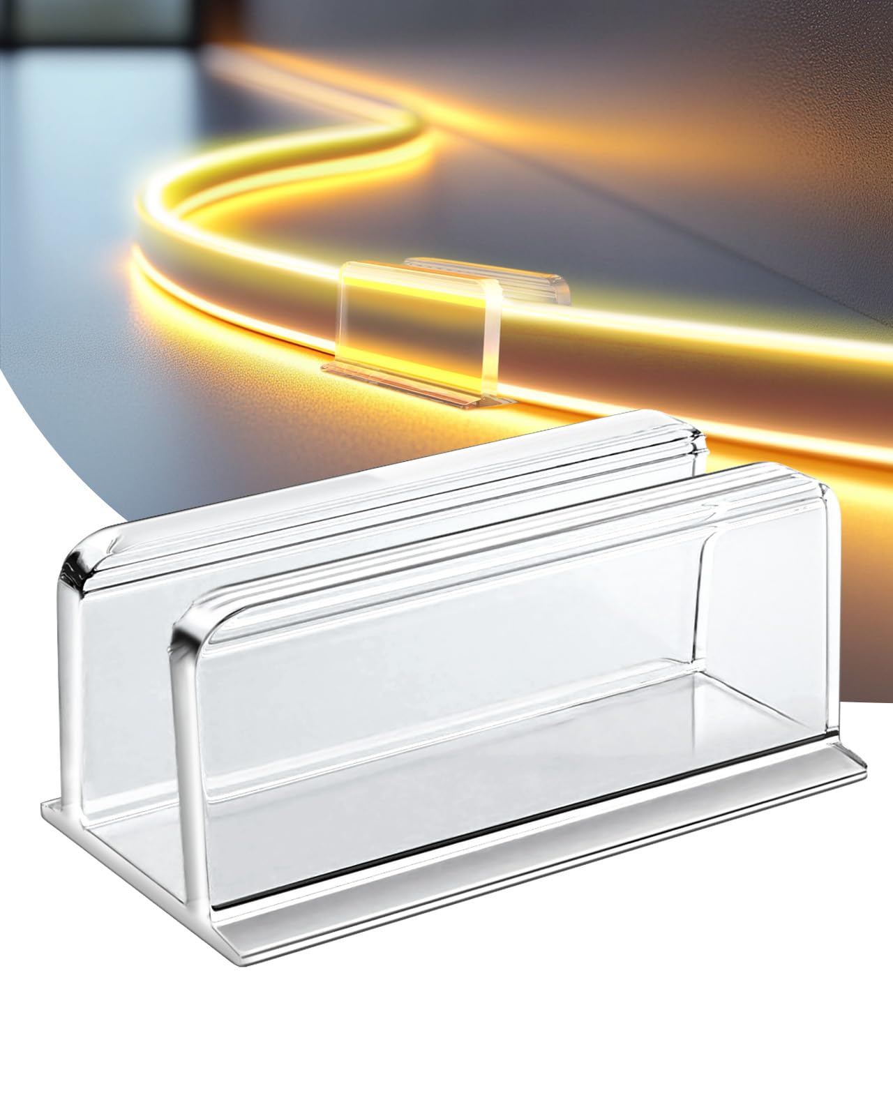 Neon Rope Light Clips Mounting - 24 Pcs Clear Waterproof LED Band Clip Brackets - Adhesive Wall Mount Holder for Govee and Other Neon LED Lights Bands