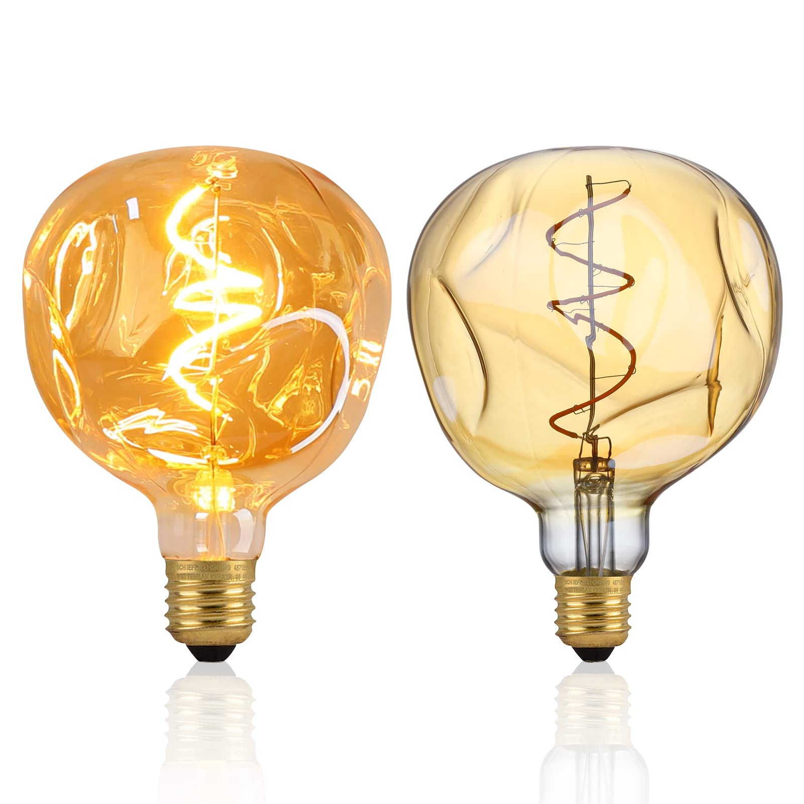 Omed S125 Oversized Dimmable Led Edison Bulb 2 Pack, E26 Base 2200K Warm White Large Vintage Decorative Light Bulb, 5 Watt 400Lm
