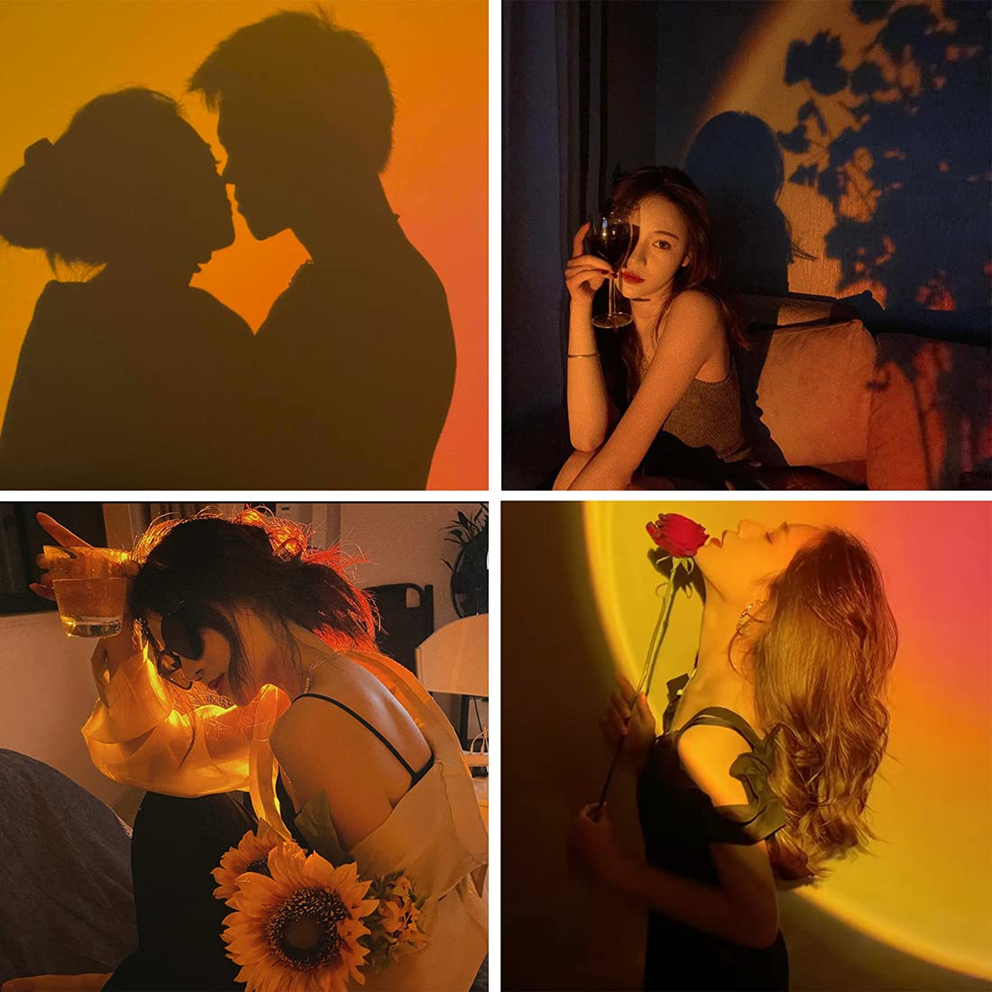 Lekeone Sunset Lamp,Led Sunset Light,16 Colors Changing App Control Sunset Lamp Projector,Sunlight Lamp Rainbow Night Light Proj