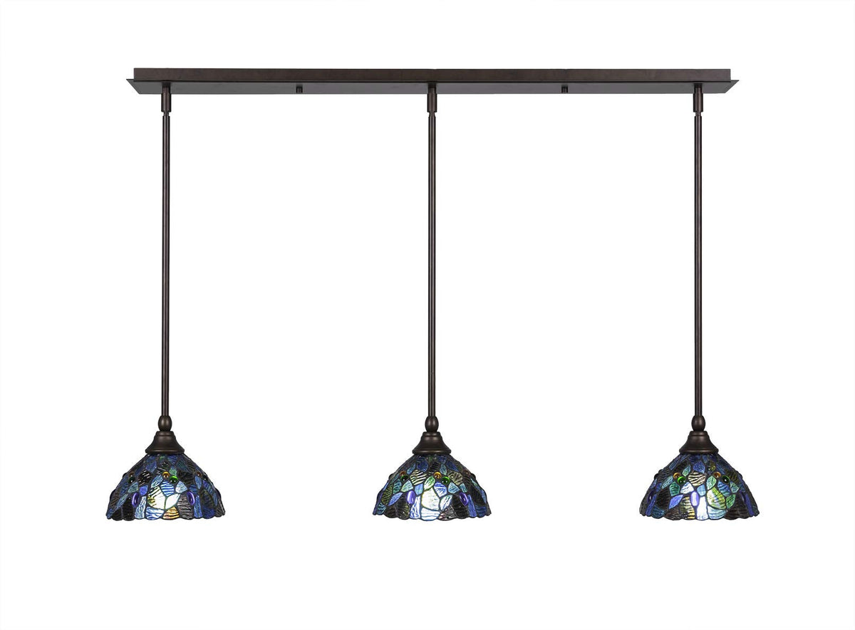 Toltec Lighting 3 Light Linear Pendalier In Bronze (36-Brz-9955)