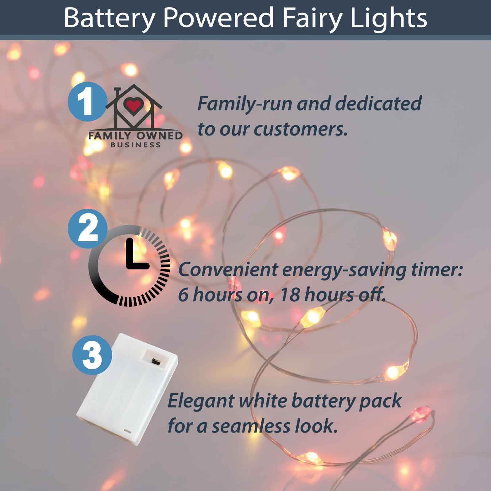 Qbis Battery Powered Fairy Lights For Bedroom, 40 Led Lights, Battery Operated String Lights For Christmas, Halloween Decorations, 6Hr Timer Mode, Red, Orange, Yellow Fairy Lights