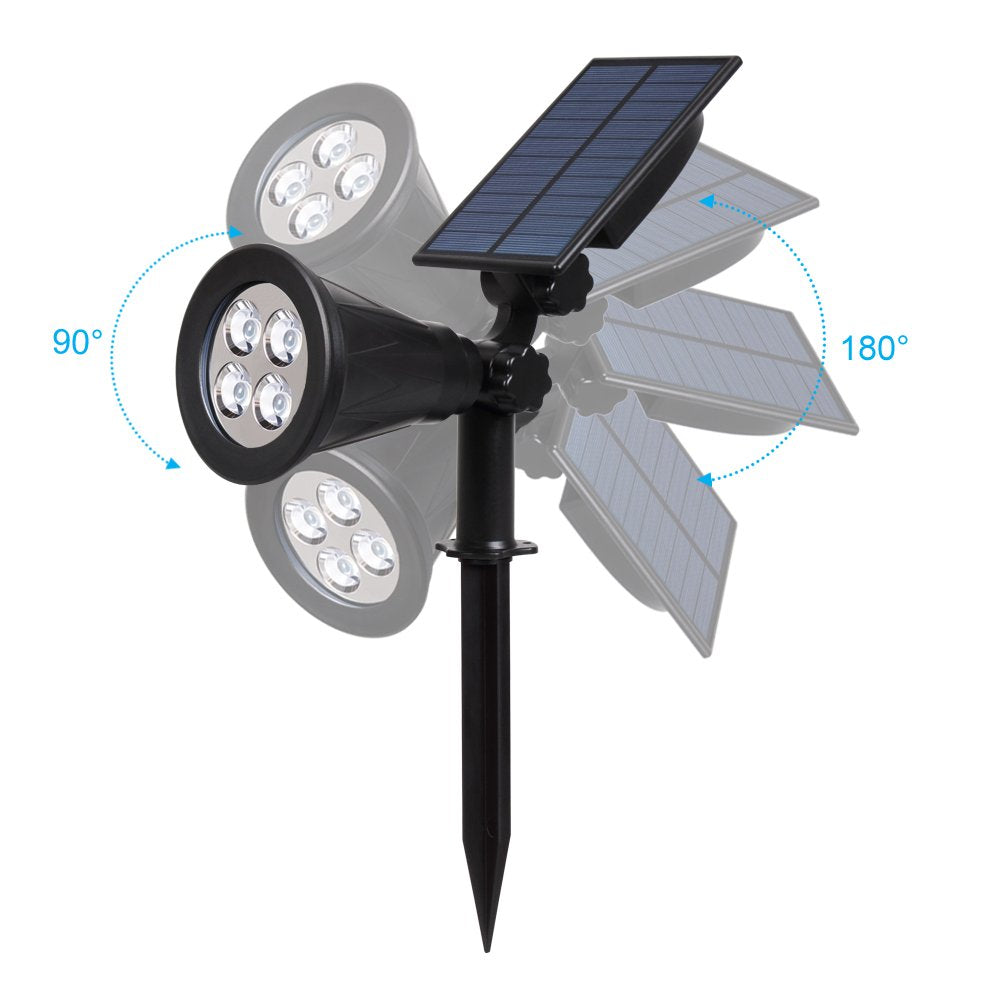 T-SUN Blue Solar Spotlights, Outdoor Waterproof Auto ON/Off Adjustable Garden Pond Lights for Tree, Patio, Yard, Driveway, Stair