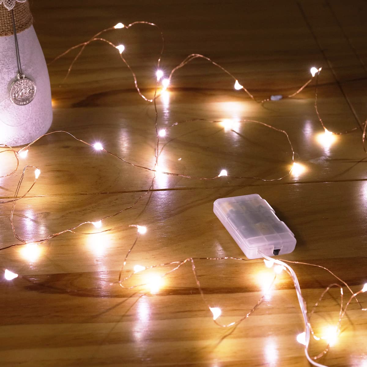 Mikasol Fairy Lights Battery Operated, 8 Packs Mini 3*AAA Battery Powered Copper Wire Led Starry String Lights Firefly Lights for Bedroom, Christmas, Parties, Decoration (5m/16ft Cool White)