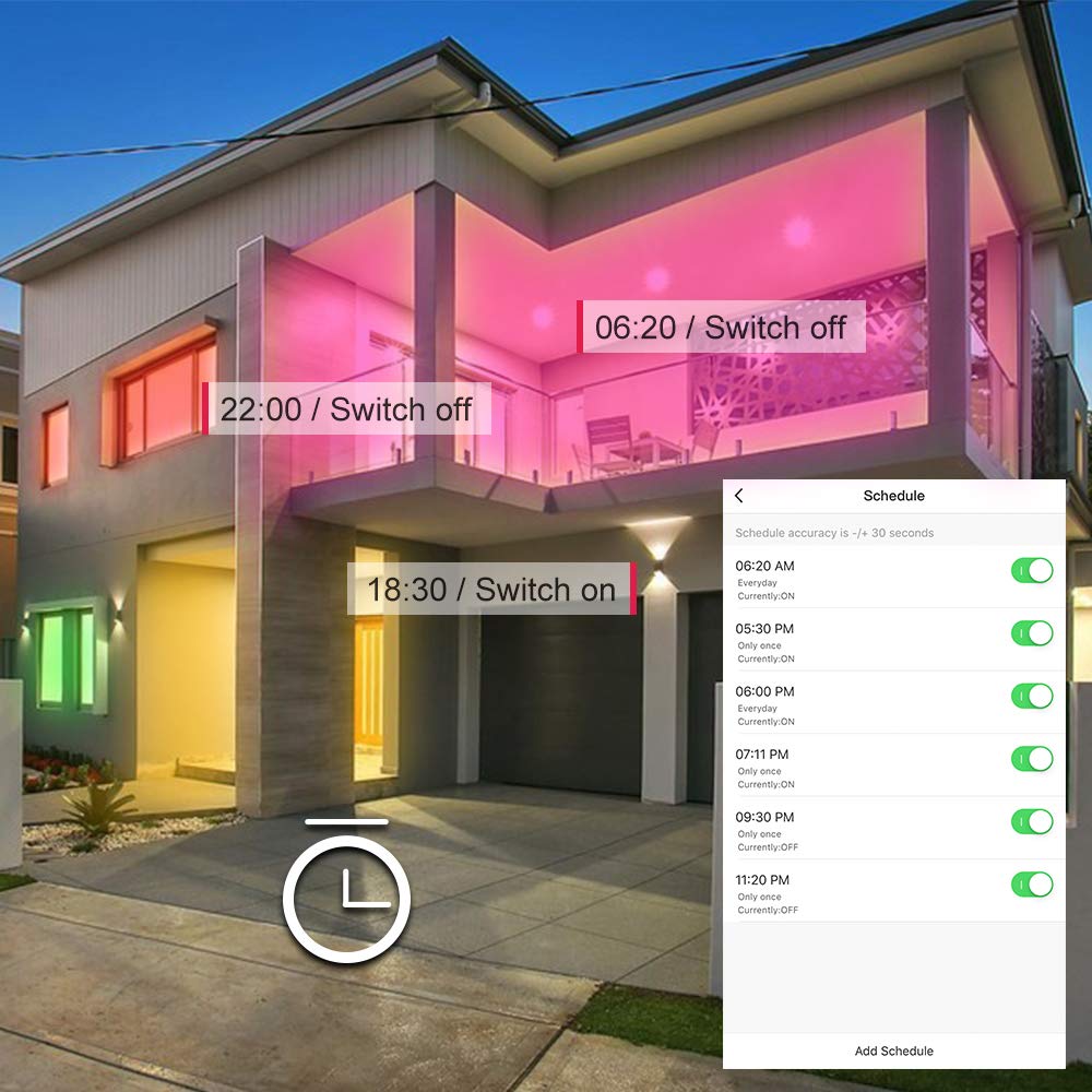 Dogain Smart Led Light Bulb, Wifi Color Changing, E12 Base, Dimmable, 4 Pack, Works With Alexa