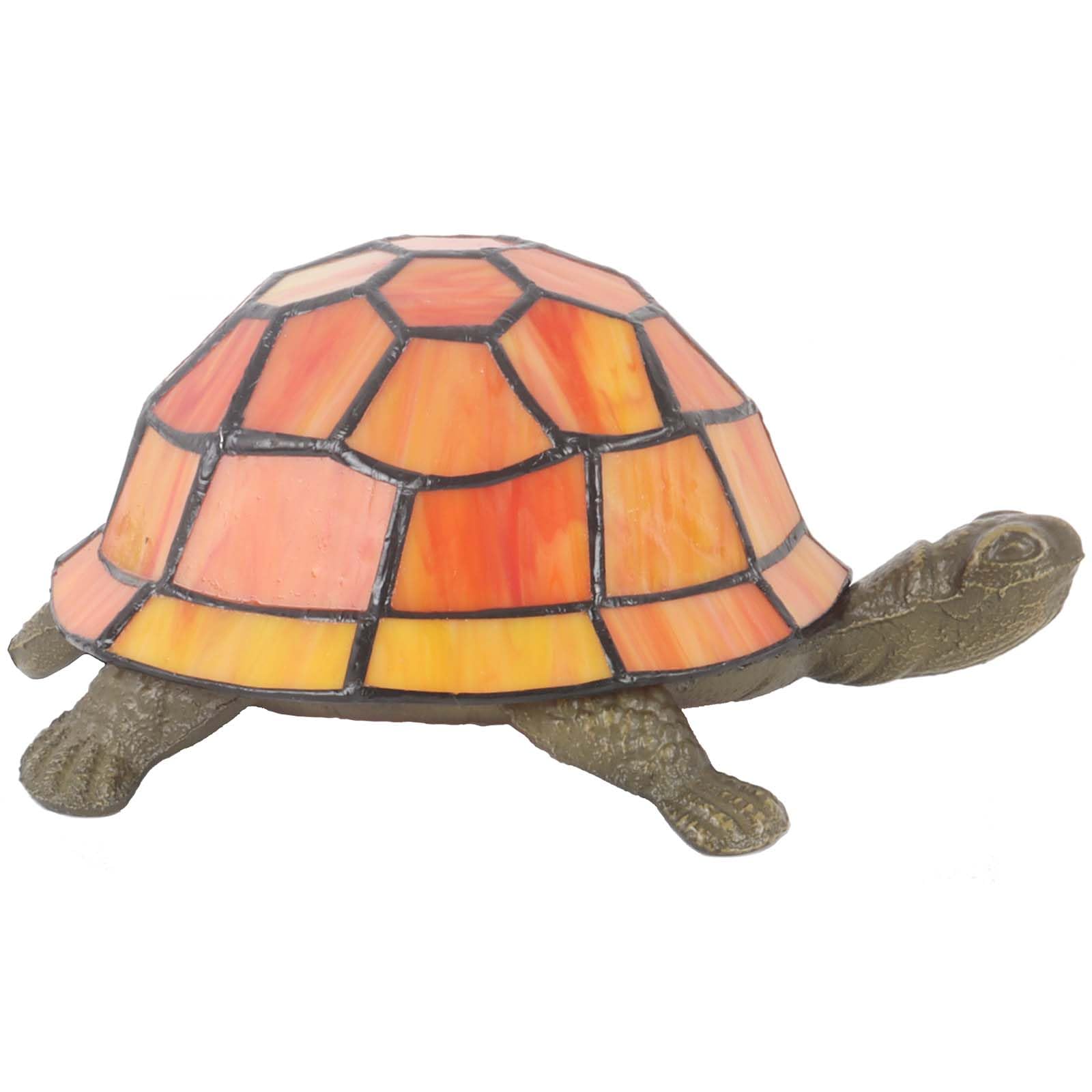 Bieye L10777 Turtle Tiffany Style Stained Glass Table Lamp, Small Accent Night Light for Home D  cor (Orange)