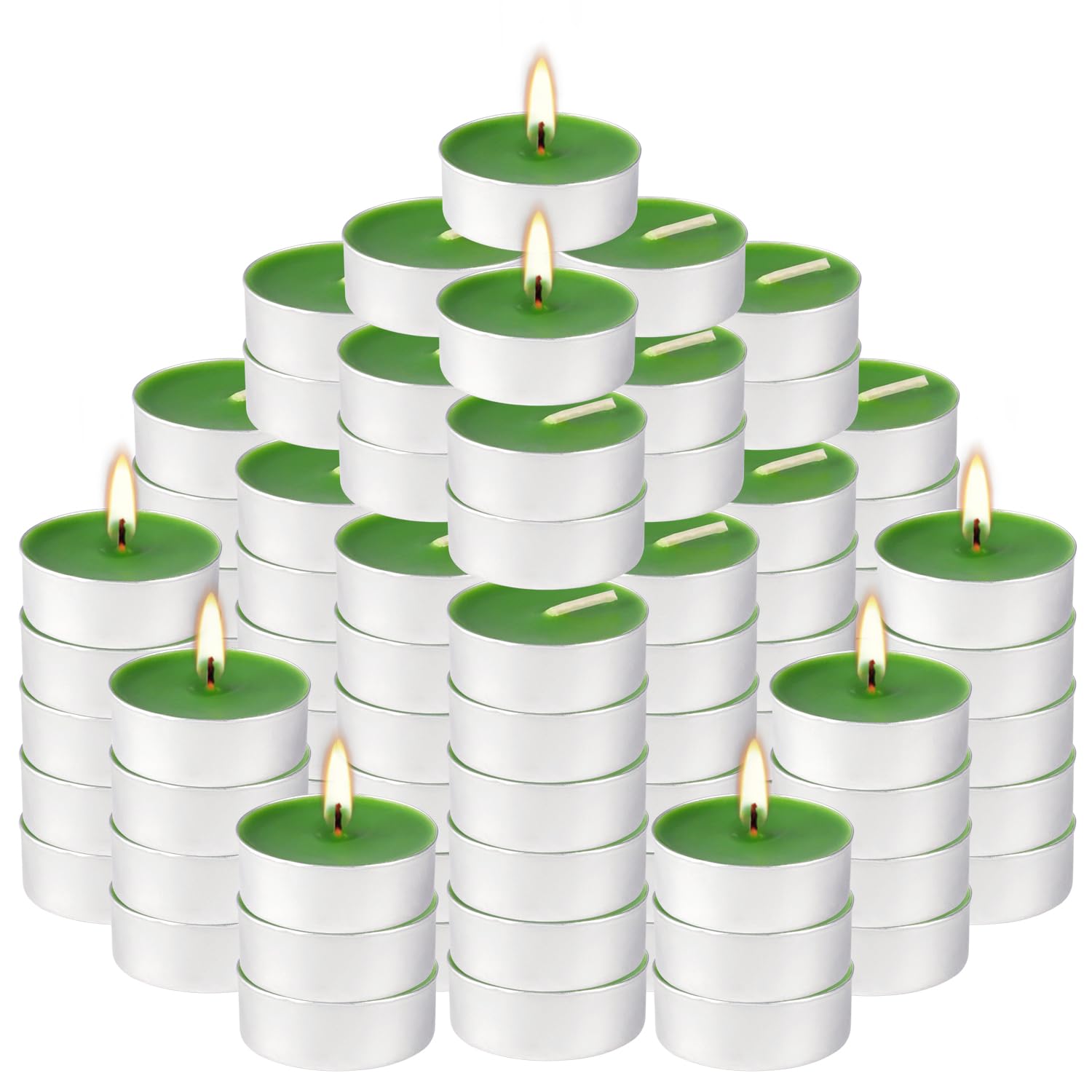 100 Pack Scented Tealight Candles 4 Hours, Spring Aromatherapy Candles for Votive Home, Wedding Holiday and Emergency (Dark Gree