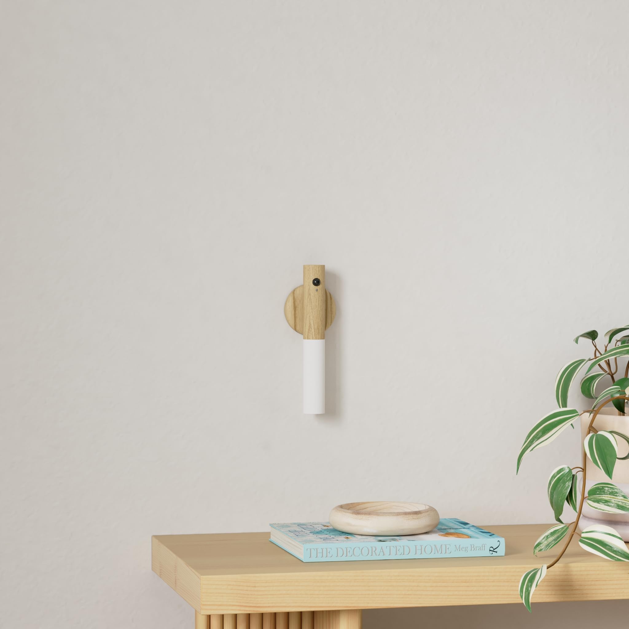 Miebul Motion Sensor Night Light, Rechargeable Body Sensor Night Light Indoor, Magnetic Wooden Led Wall Sconce For Bedroom Corri