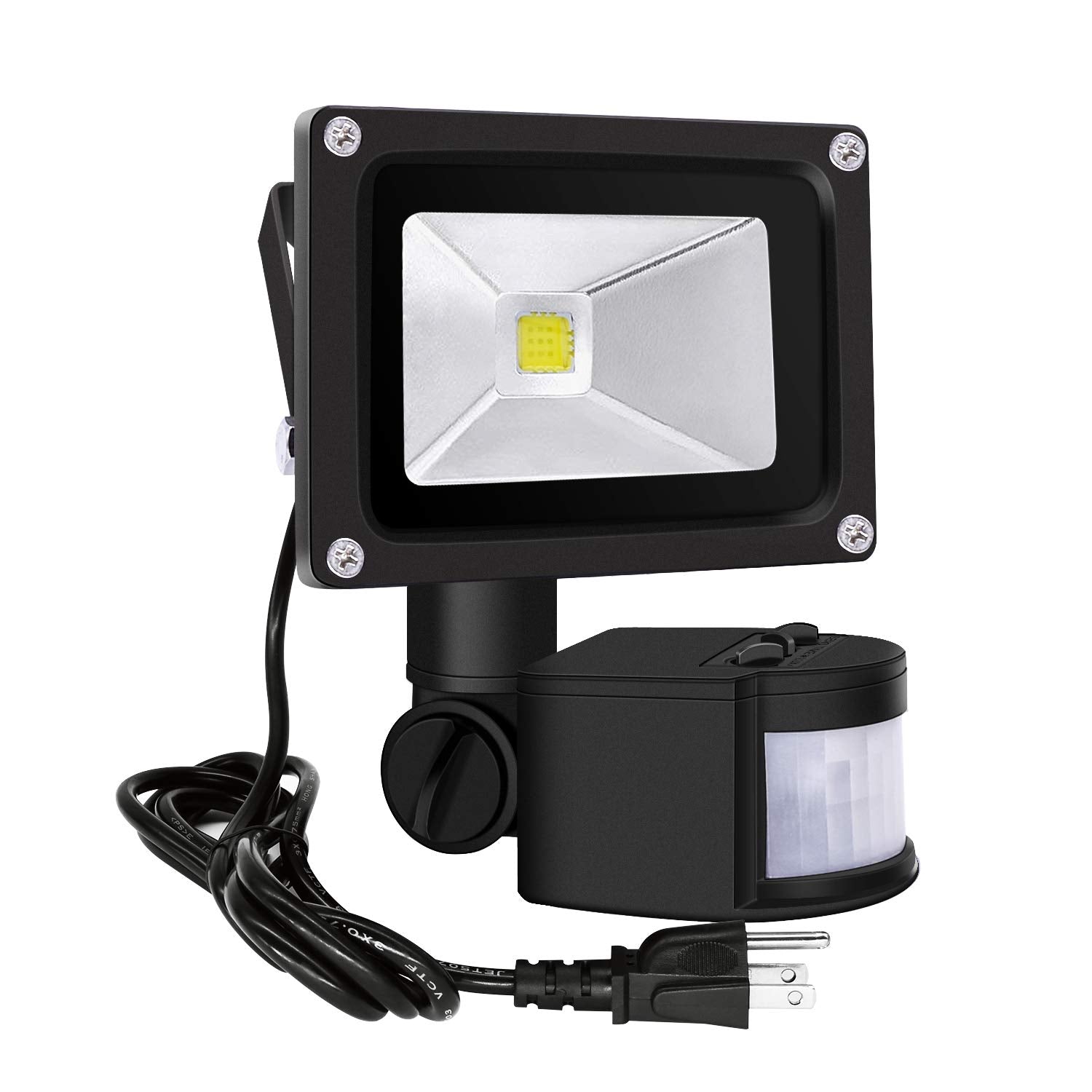 Z Motion Sensor Flood Light, 10W Led, Ip65 Waterproof, Daylight White-Gray, Us 3-Plug