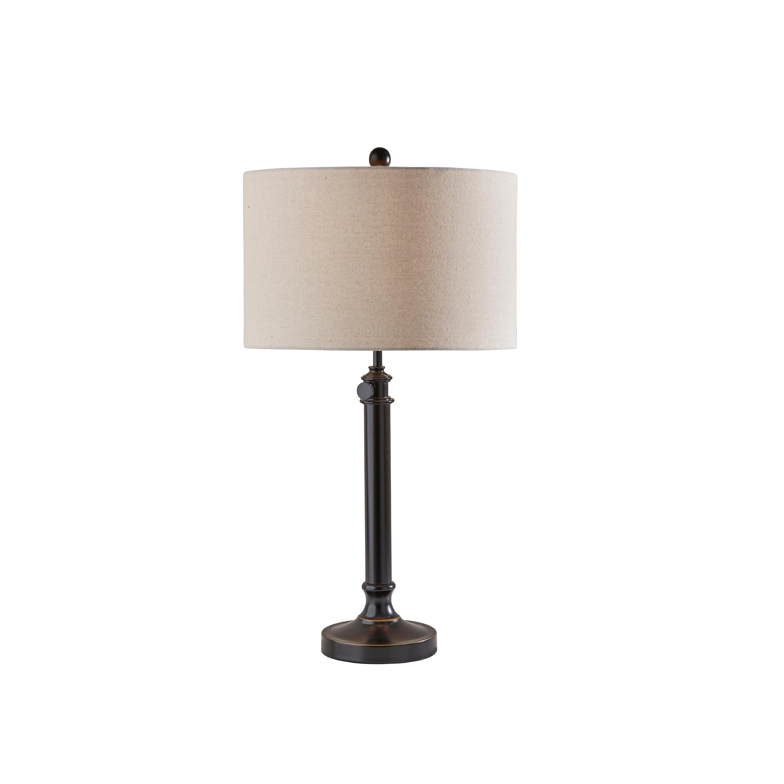 Adesso Antique Bronze Floor Lamp with Oatmeal Linen Shade - Adjustable Height Accent Light for Bedroom, Living Room, or Home Off