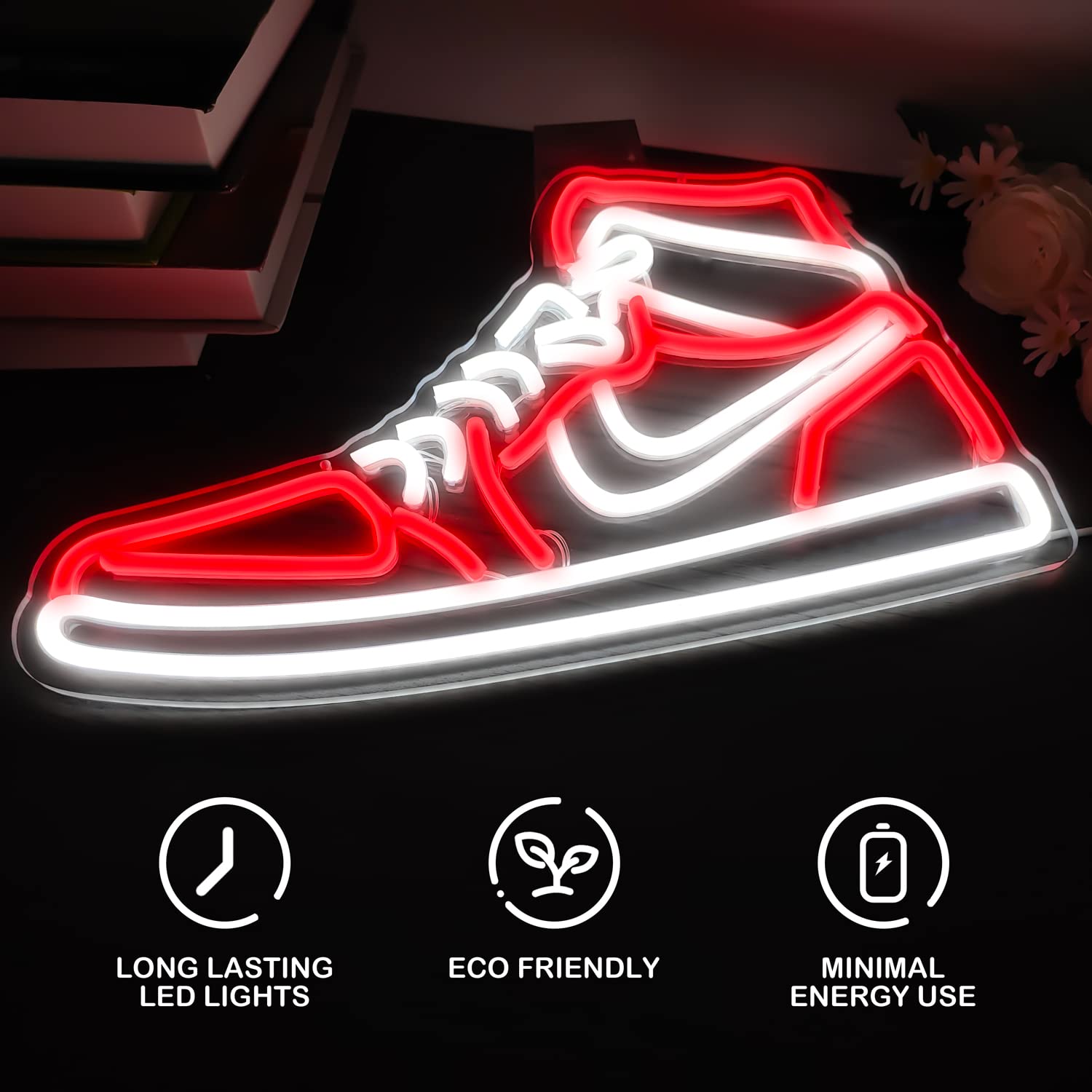 JianJung Neon Sign Sports Shoe Wall Decor, Dimmable LED Light, Multicolor, 15.7Lin x 9.2Win, Acrylic