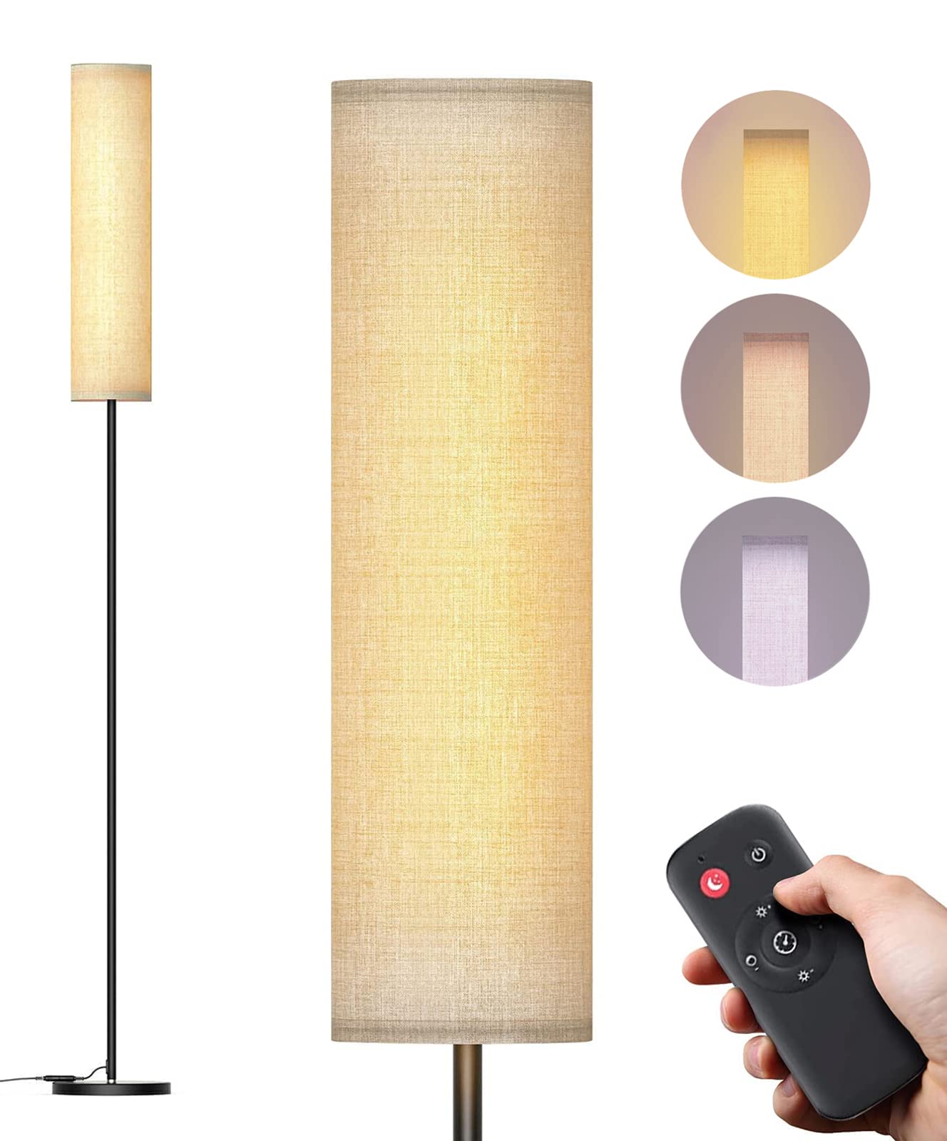 Lithomy Floor Lamp,4 Color Temperature Modern Led Standing Lamp,Stepless Dimmer Remote Control Floor Lamps For Living Room/Bedro