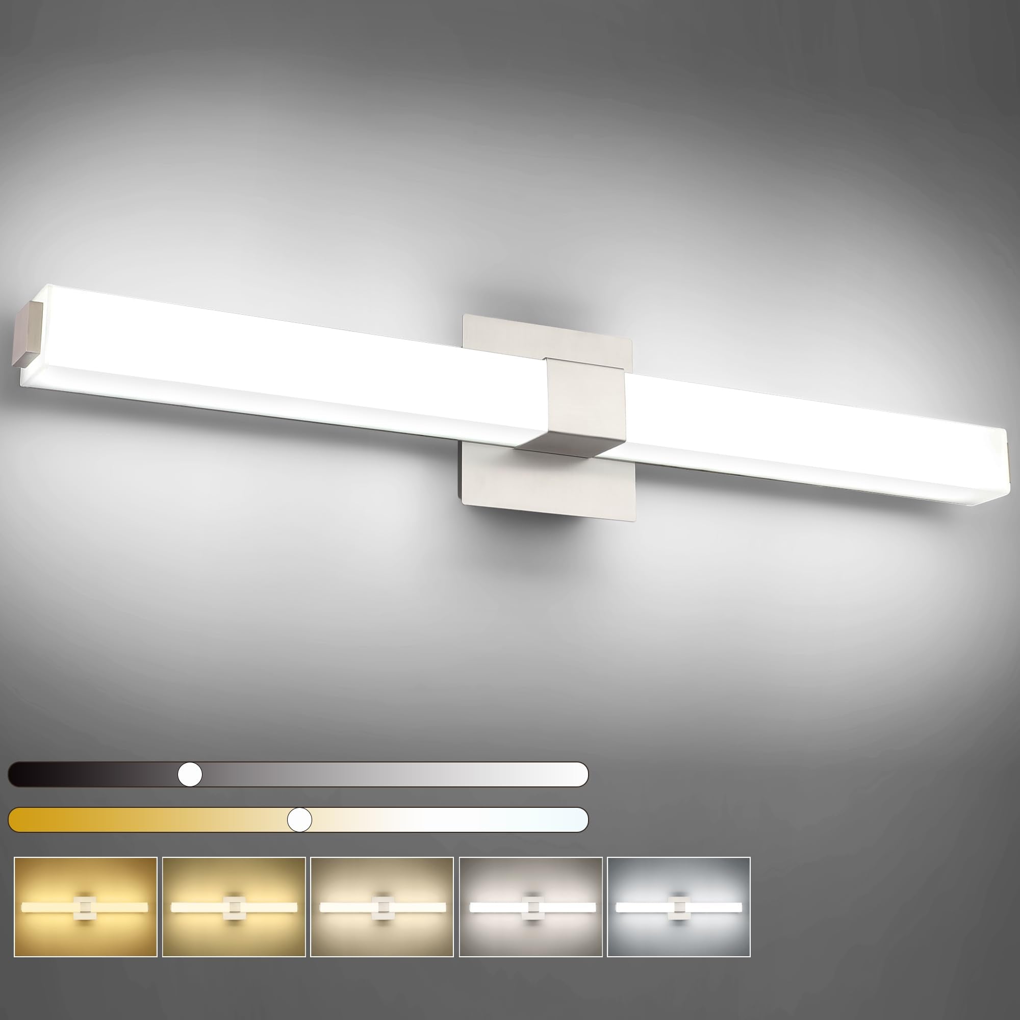 ZUZITO Modern Bahtoom Vanity Light Brushed Nickel, Bathroom LED Lights 32 Inch, 5CCT Dimmable Wall Lighting Fixtures for Bathroo