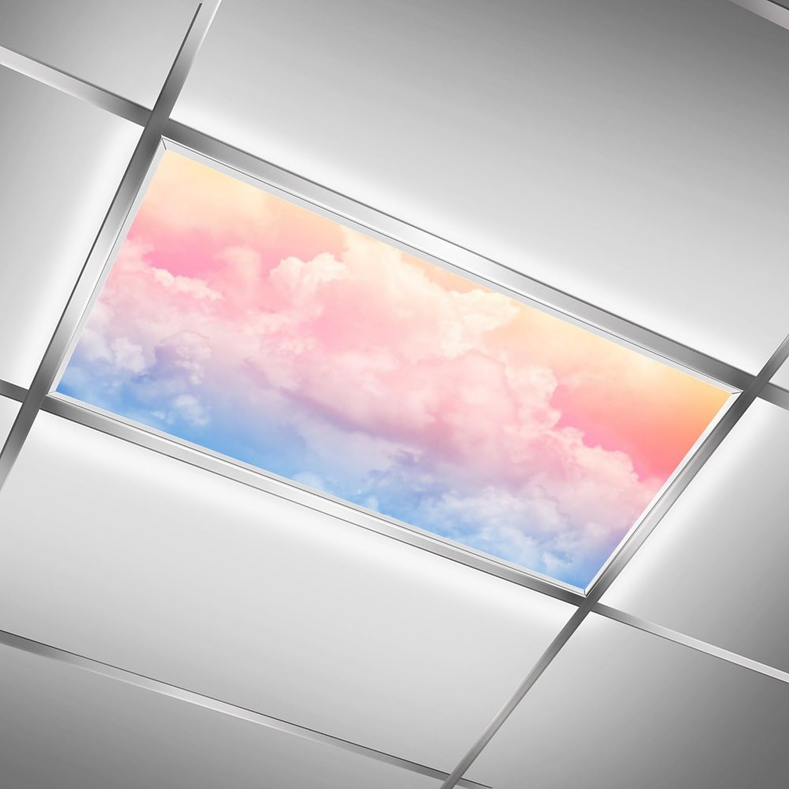 Sunnyhut 2 Pack Fluorescent Light Covers - Colorful Clouds, 4x2 Ft Polyester Fiber Panels for Classroom & Office