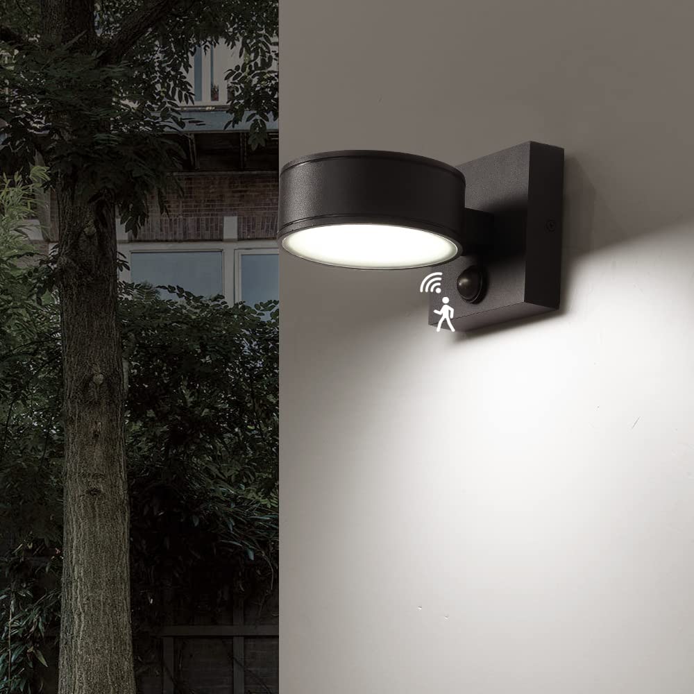 Double Century Motion Sensor Outdoor Wall Sconce, 8W Led Waterproof Light, 3000K/4000K/5000K