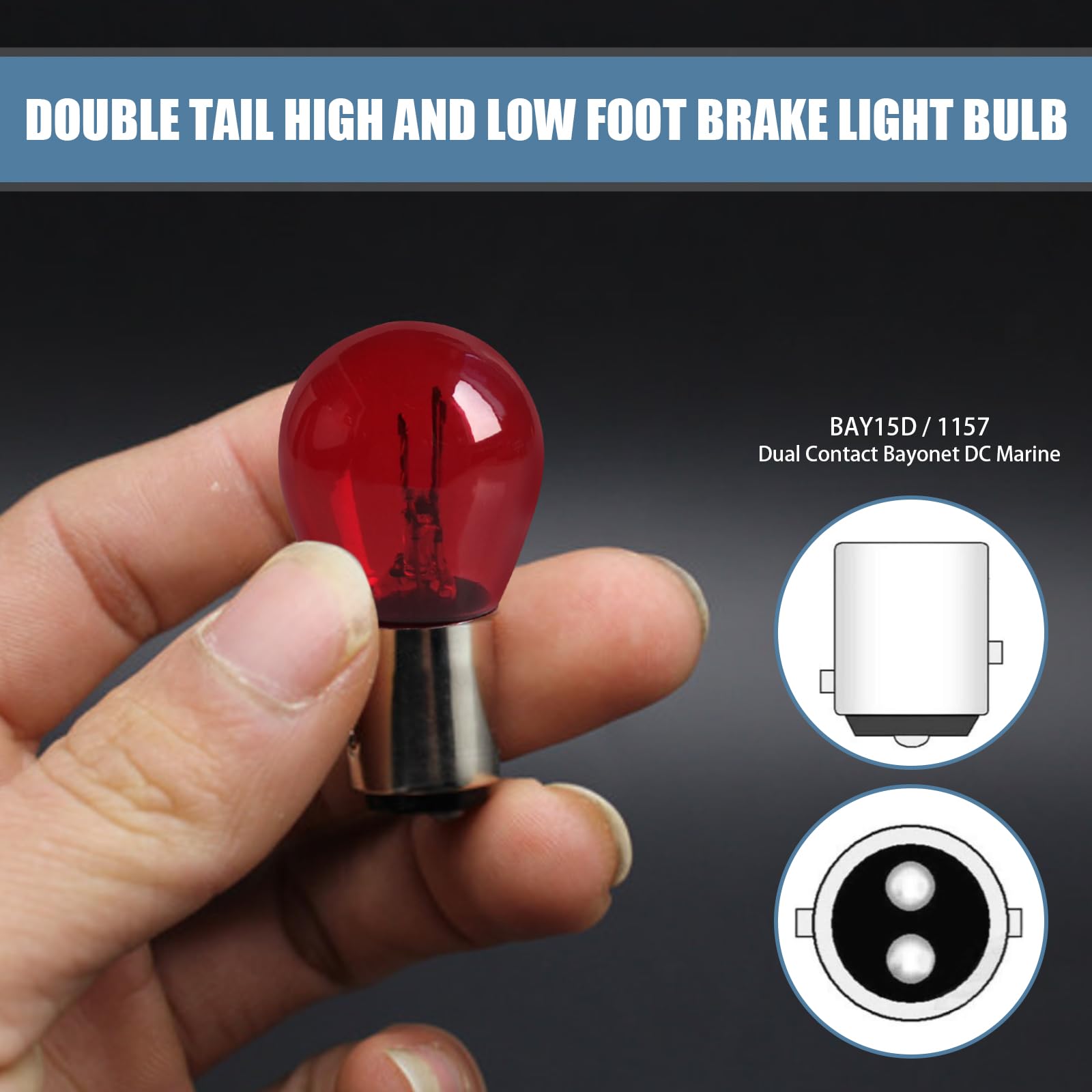 Flygun 1157 P21/5W S25 BAY15D Halogen Light Bulb, 10 PCS, Red, Glass, Model FUNSCD2020RE-10PCS