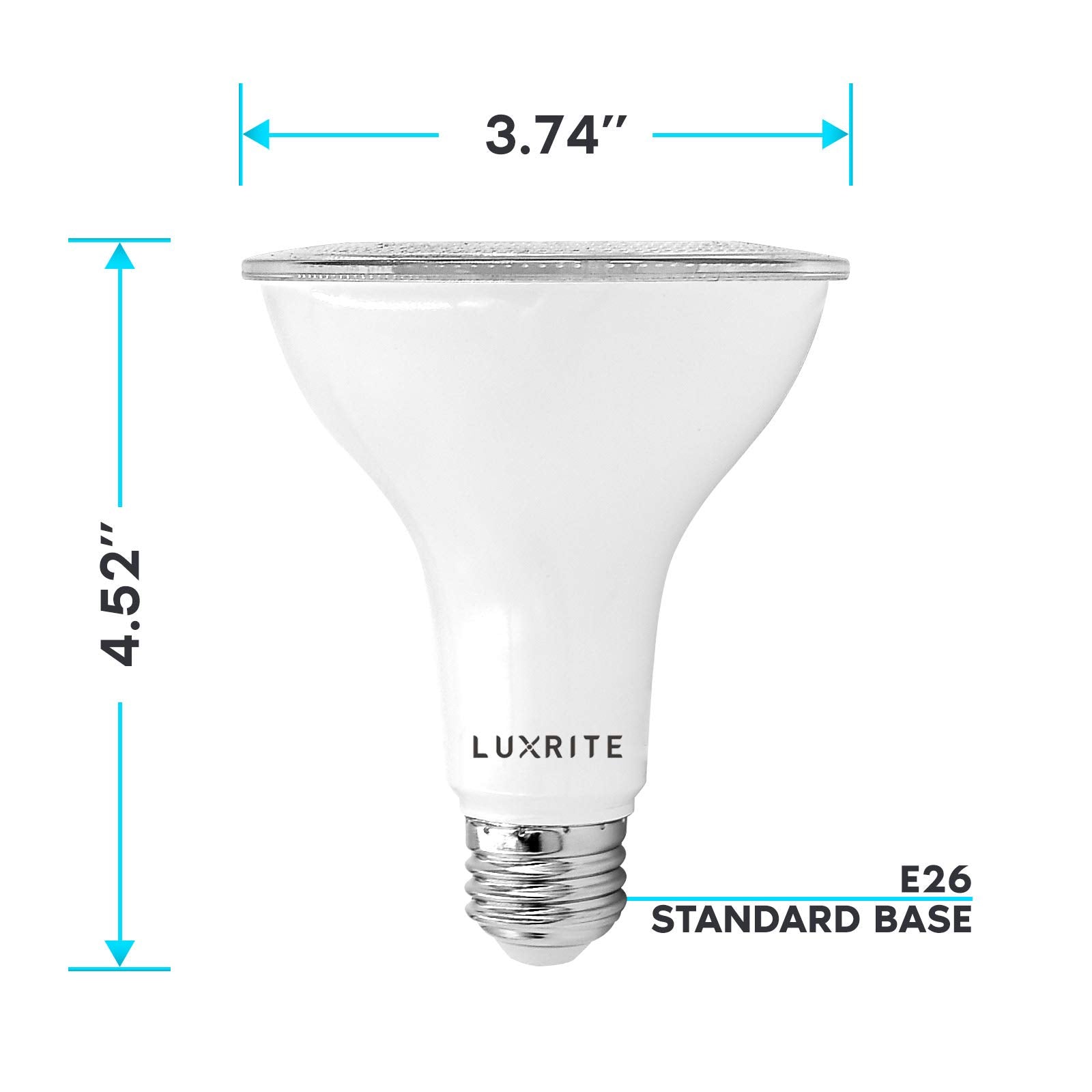 LUXRITE LED PAR30 Flood Light Bulb, 11W Dimmable, 3500K Natural White, 850 Lumens, 4 Pack, E26 Standard Base, UL