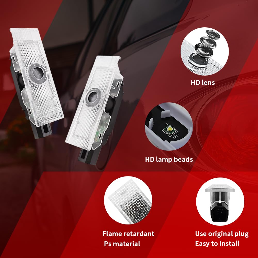 2 Pcs Car Door Logo Lights Compatible For Challenger 2015-Present Courtesy Led Ghost Shadow Light Projector Lamps Accessories (R
