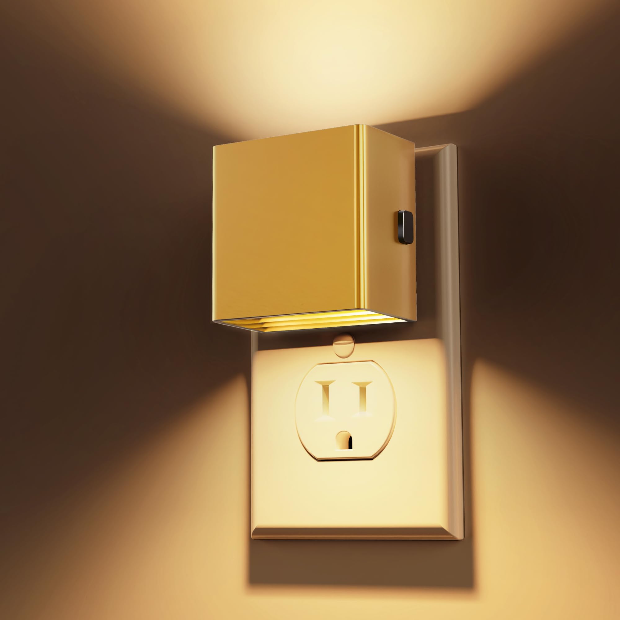 L Lohas Led Night Light,Night Lights Plug Into Wall,[2-Pack] Dimmable Night Light With Light Sensor,3000K Warm White,Gold Nightl