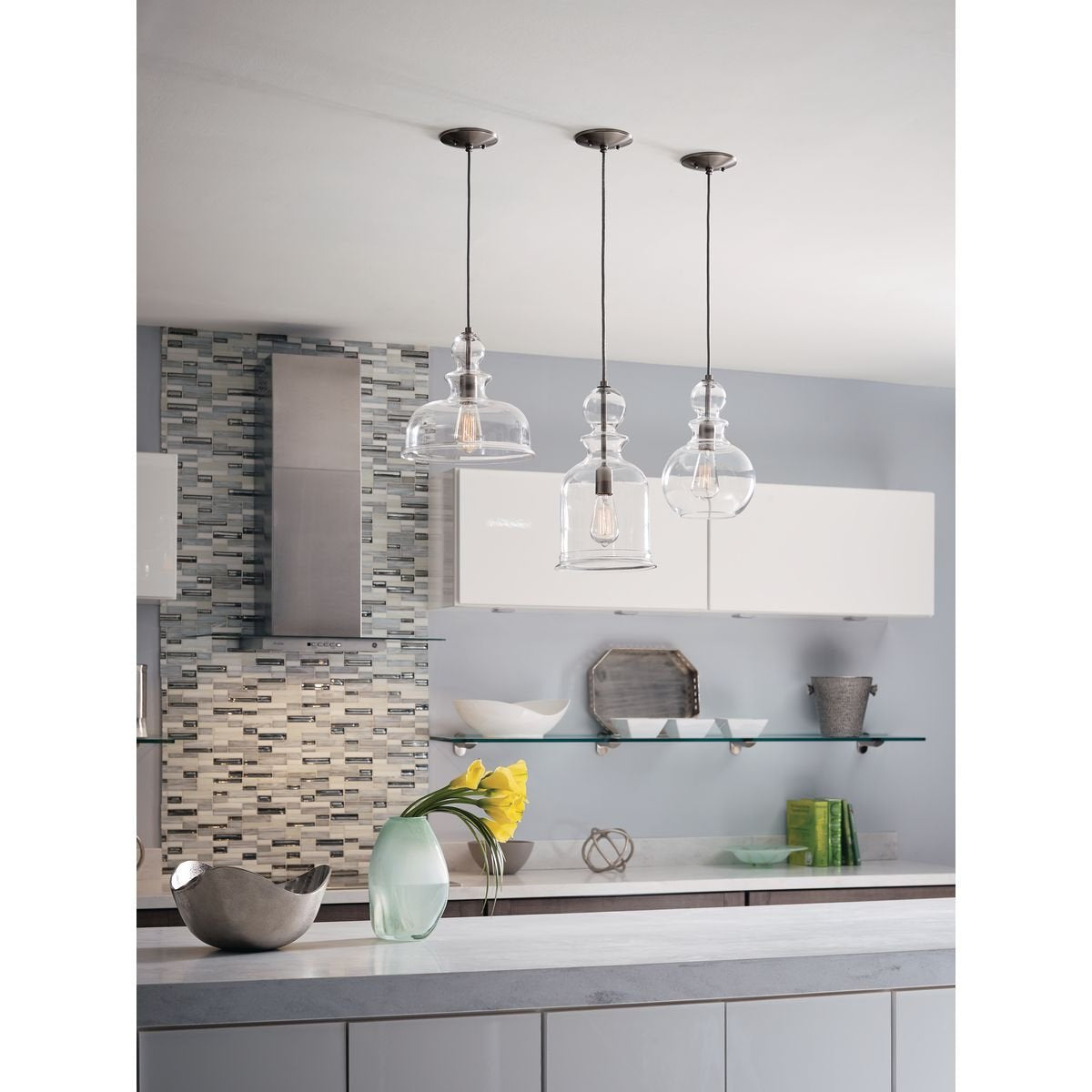 Progress Lighting Staunton 1-Light Pendant Light Clear Glass Brushed Nickel Model P5333-09