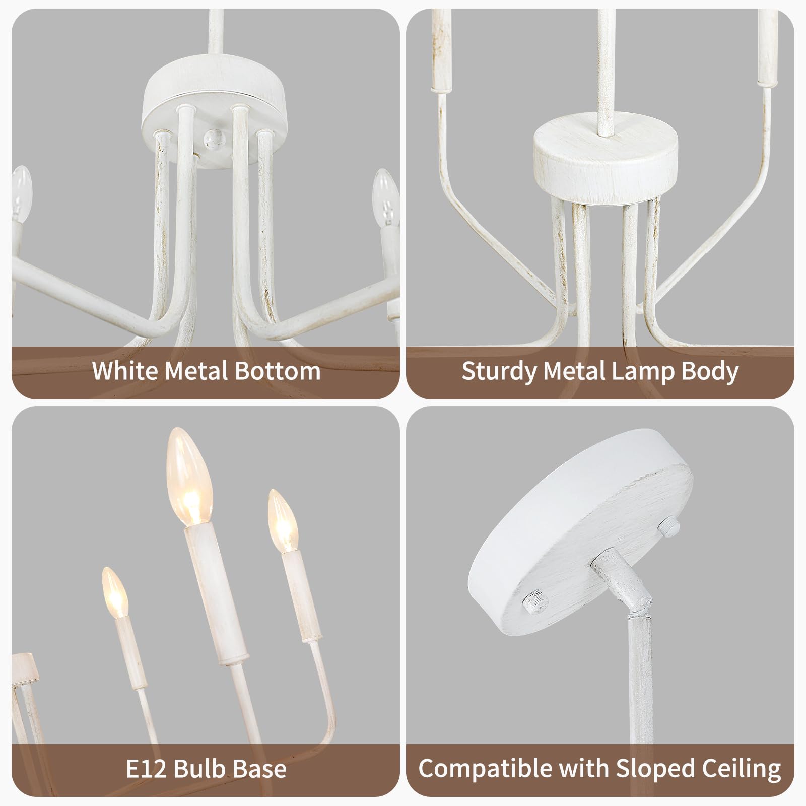 Rviezza French Country Chandelier, 6-Light Antique White Farmhouse Chandelier For Dining Room Lighting Fixtures Hanging, Industr