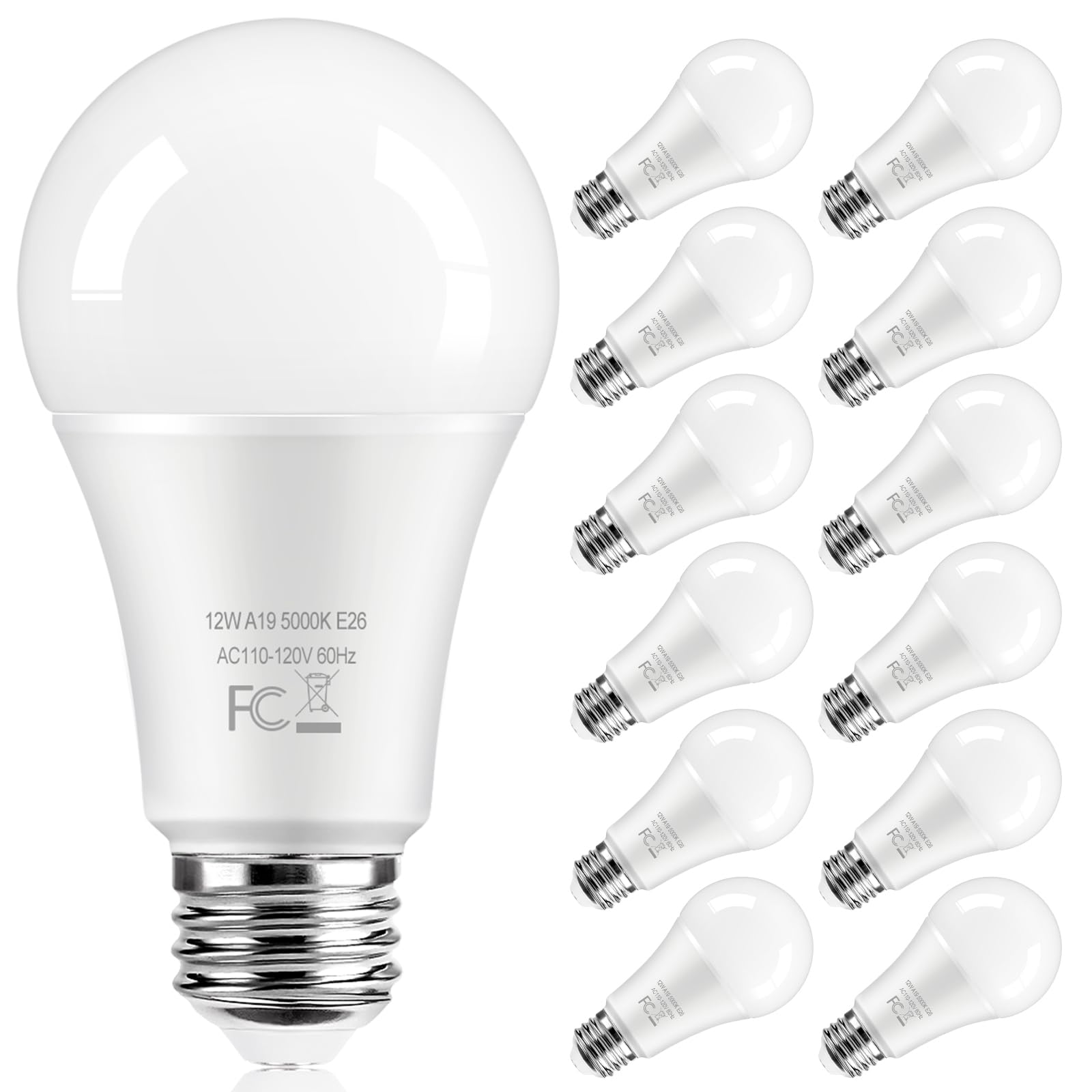 Tobusa Led Light Bulbs 100 Watt Equivalent, 1400 Lumens Super Bright A19 Daylight White 5000K Led Bulbs, Standard E26 Medium Scr