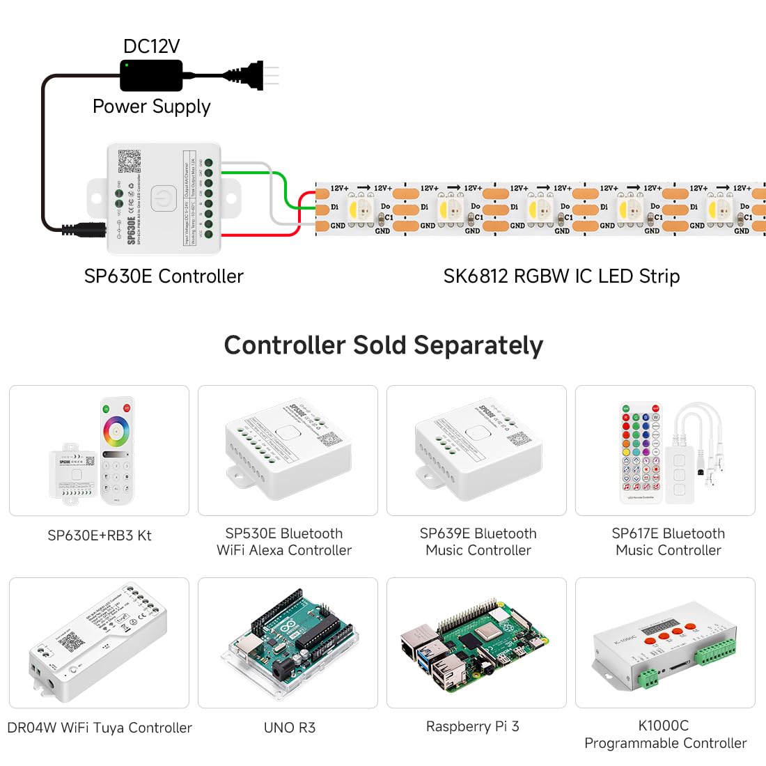 Btf-Lighting Sk6812(Similar Ws2812B) Rgbw Rgb+Warm White(3000K) Individually Addressable Dc12V 16.4Ft 60Led/Pixels/M 4 Colors In 1 Light Dream Color Led Strip Ip65 White Pcb(No Adapter Or Controller)