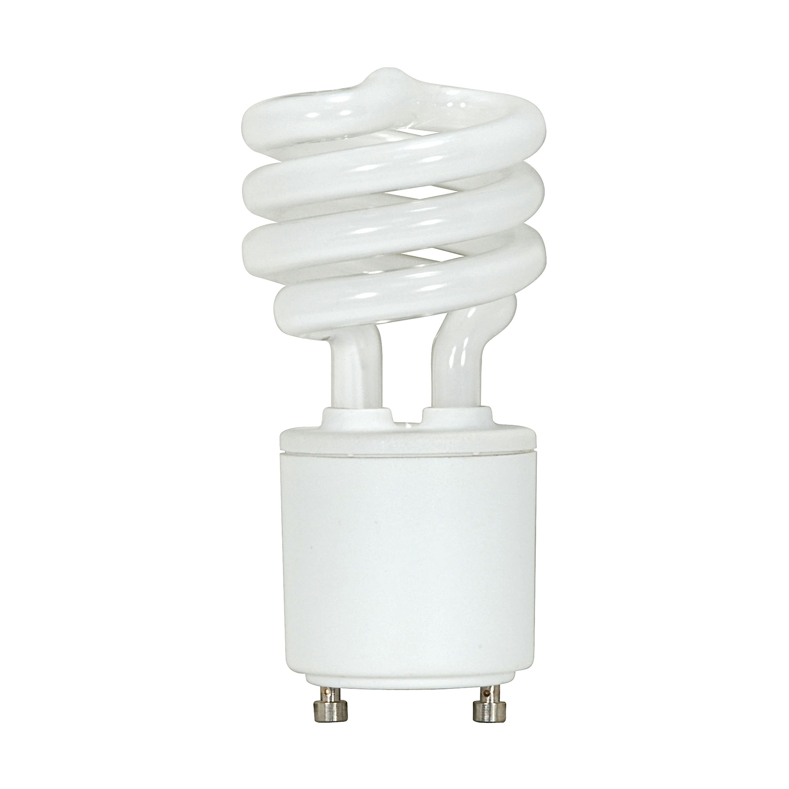 Satco T2 Mini-Spiral CFL Light Bulb, 13 Watts, 2700K, Bi-Pin/GU24 Base, White, 12 Pack, Model S8203-12