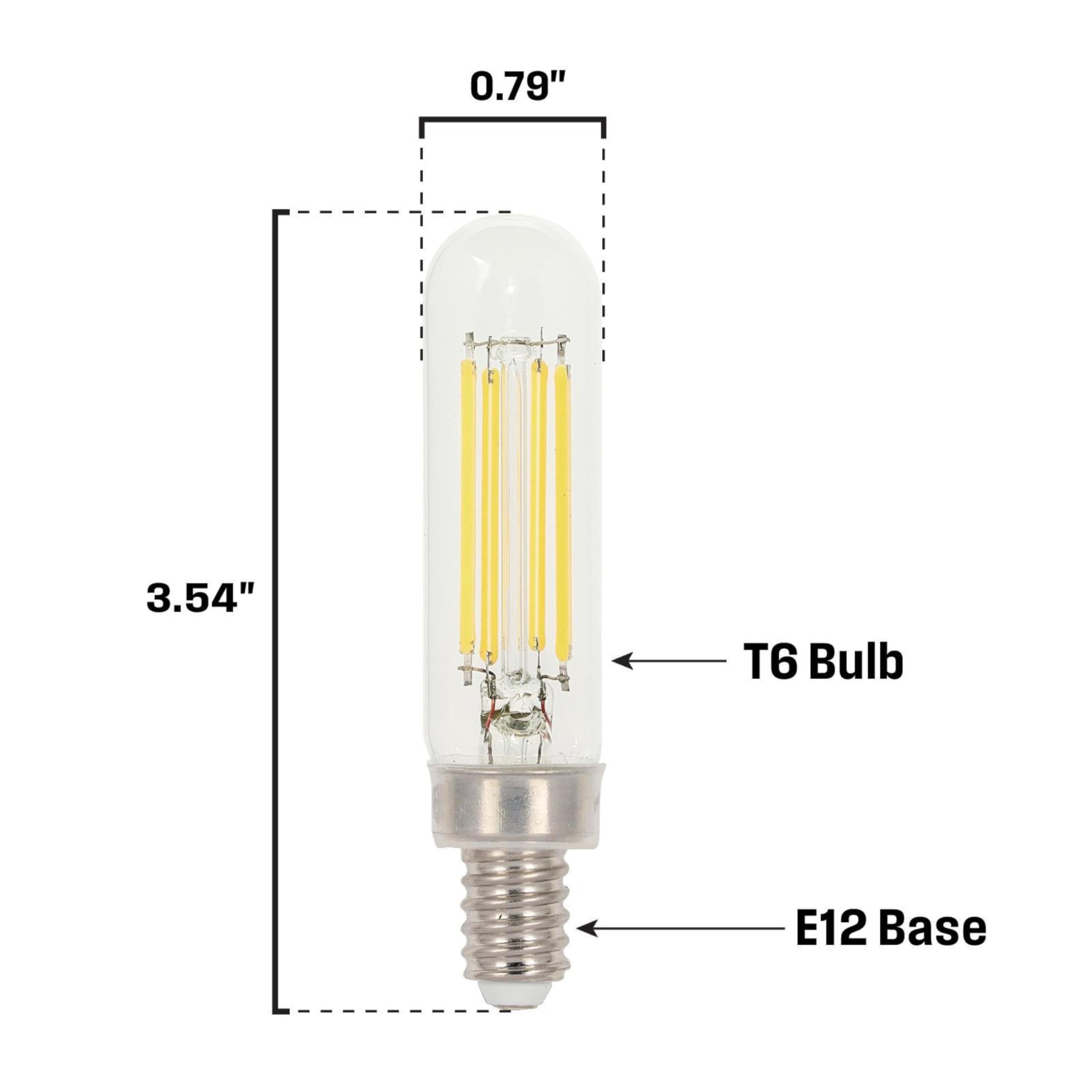 Westinghouse Lighting 5334000 5 Watt (60 Watt Equivalent) T6 Dimmable Clear Filament Led Light Bulb, Candelabra Base