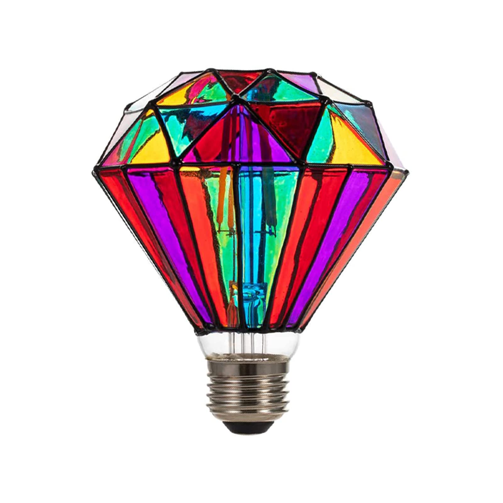 I-Shunfa Stained Glass Edison Led Light Bulb, E26 Standard Base 6 Watts Heatless G95 Globe Shape Led Light Bulbs For Home Party,