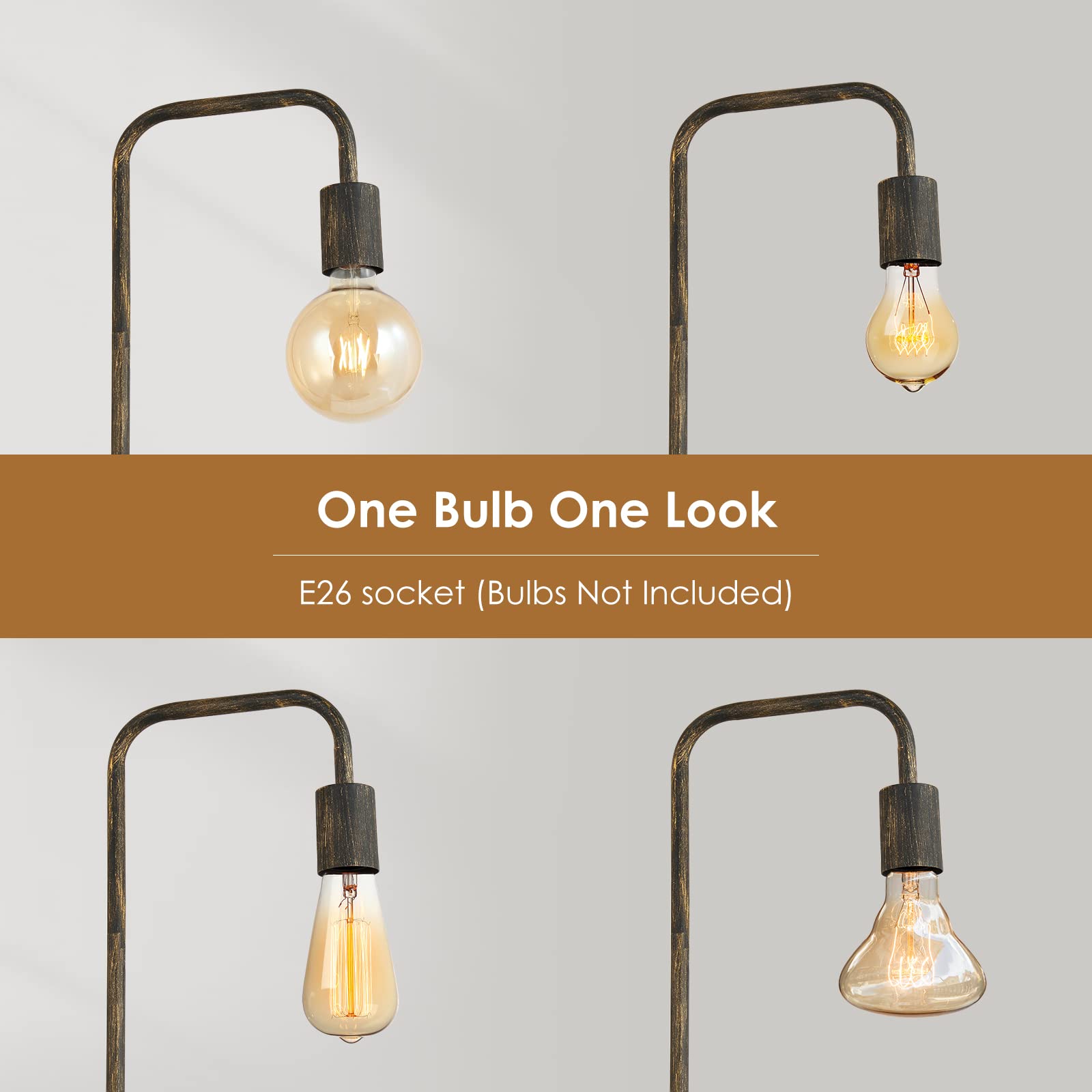 Boostarea Floor Lamp, Bronze Industrial Floor Lamp, 63 Inch Antique Standing Lamp, E26 Socket, Whole Metal, Etl Listed, Modern S