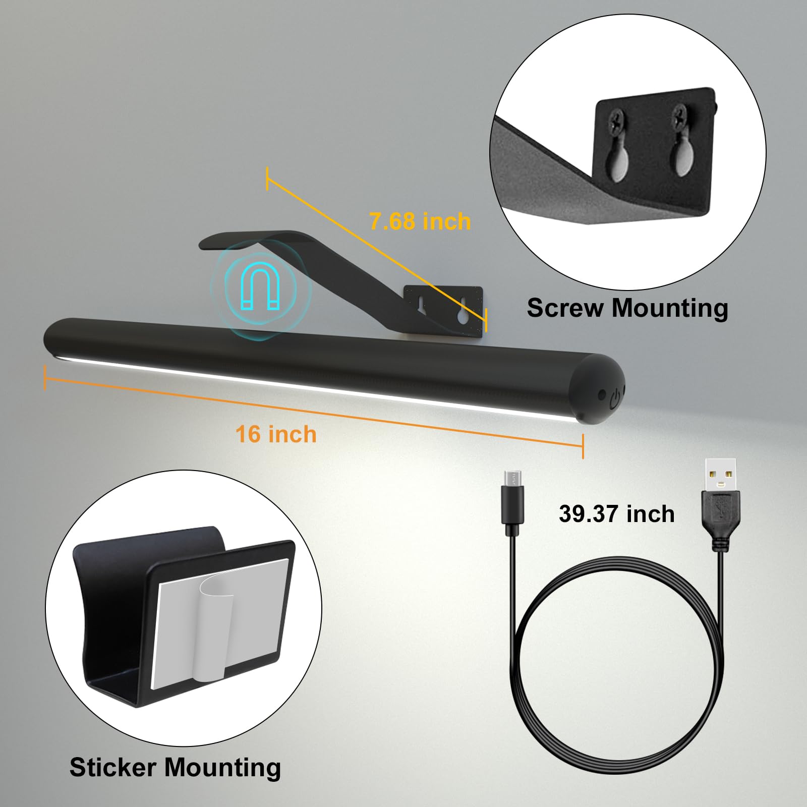 Picture Lights for Paintings Rechargeable, Wall Art Light with Remote Wireless, Above Picture Light Dimmable with Timmer Portrai