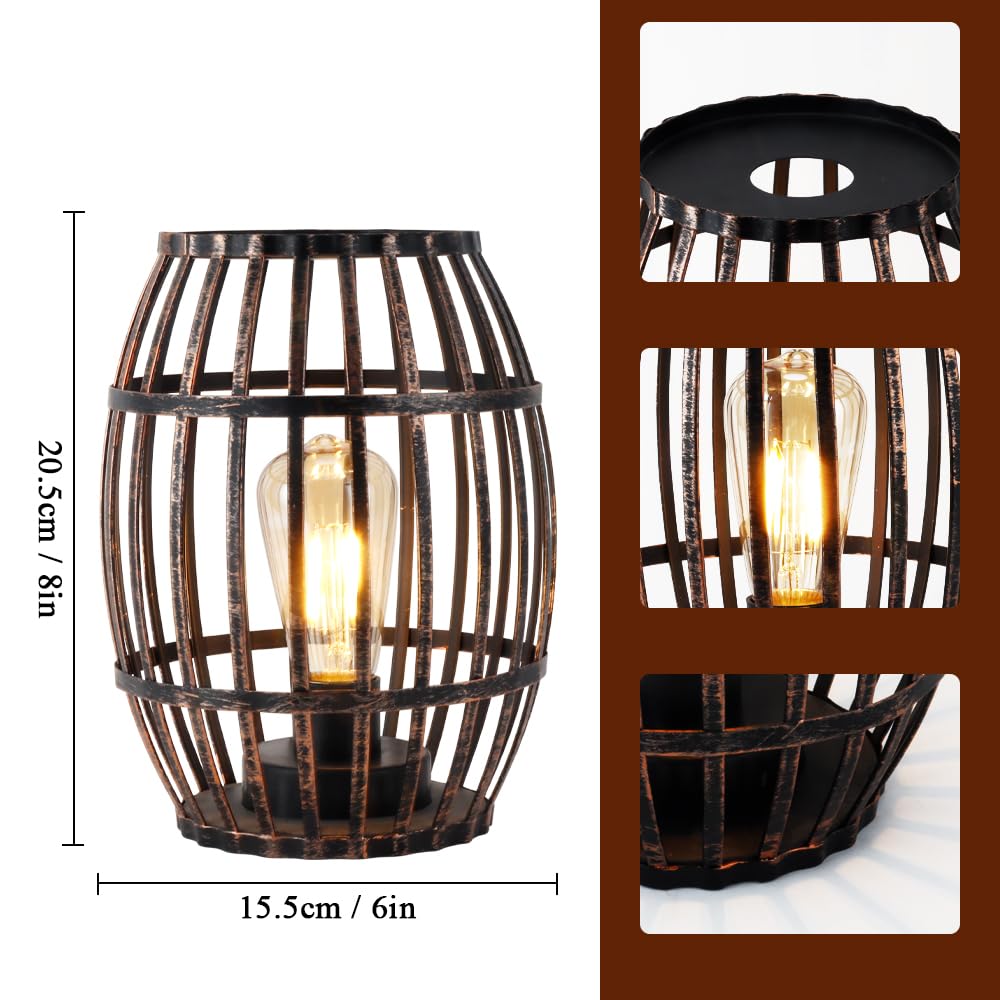 JHY DESIGN Decorative Table Lamp, 8” Battery Powered, Metal, Black Brushed Gold, Model JHY9180N