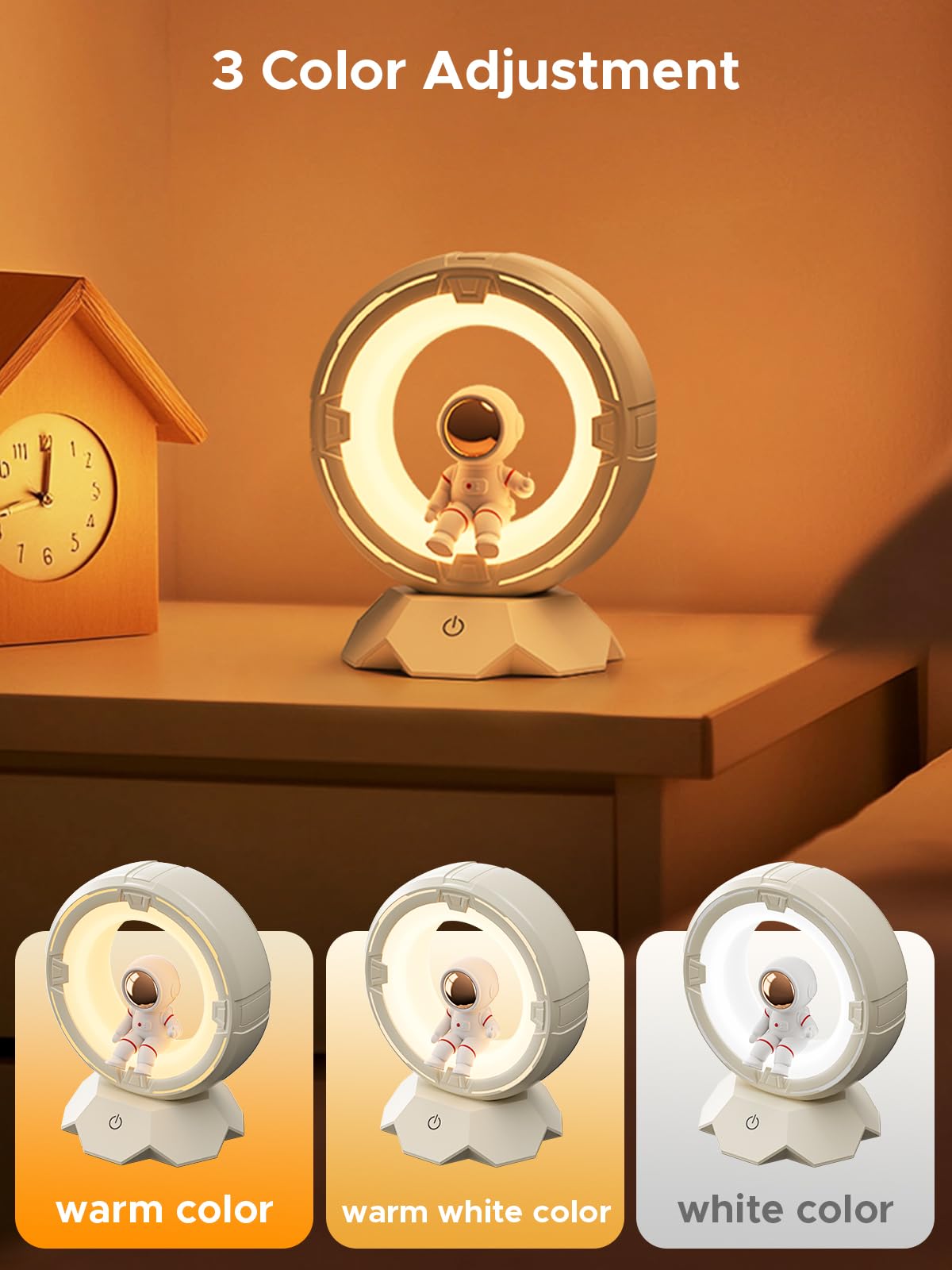 Xo Space Toddler Night Light For Boys And Girls, Rechargeable Portable Night Lamp With 3 Lighting Modes, Cute Room Decor (Spacem