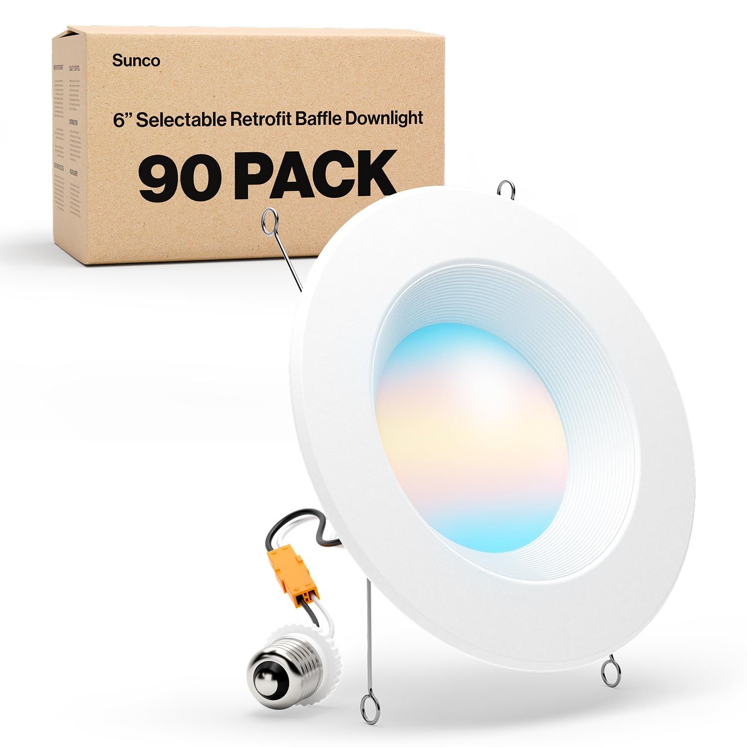 Sunco 90 Pack LED Recessed Lighting 6 Inch, Retrofit Can Lights, 965LM, 13W (100W Equivalent), Selectable CCT 2700K/3000K/3500K/