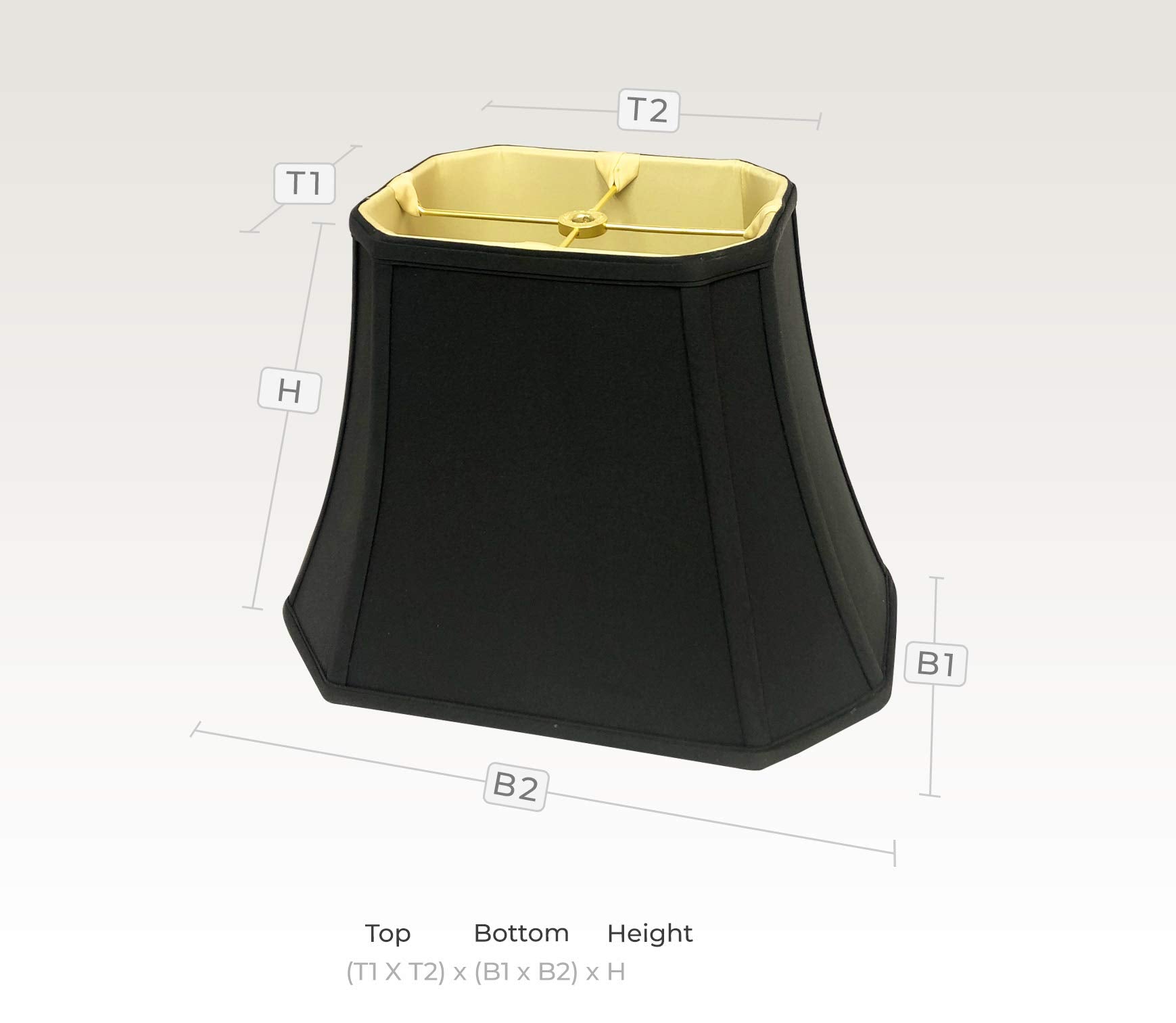 Royal Designs, Inc. Rectangle Lamp Shade, 6.5 x 12 x 10, Black with Gold, 2-Pack, Model BSO-710-12BLK/GL-2