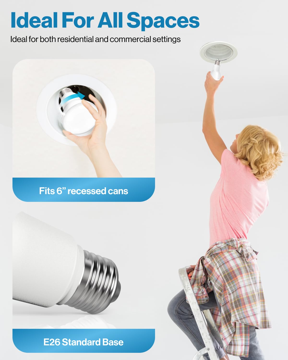 Sunco 8 Pack Br40 Led Light Bulbs, Indoor Flood Lights, Recessed Can Light Bulb, 1400 Lm, 17W (100W Equivalent), 3000K Warm Whit