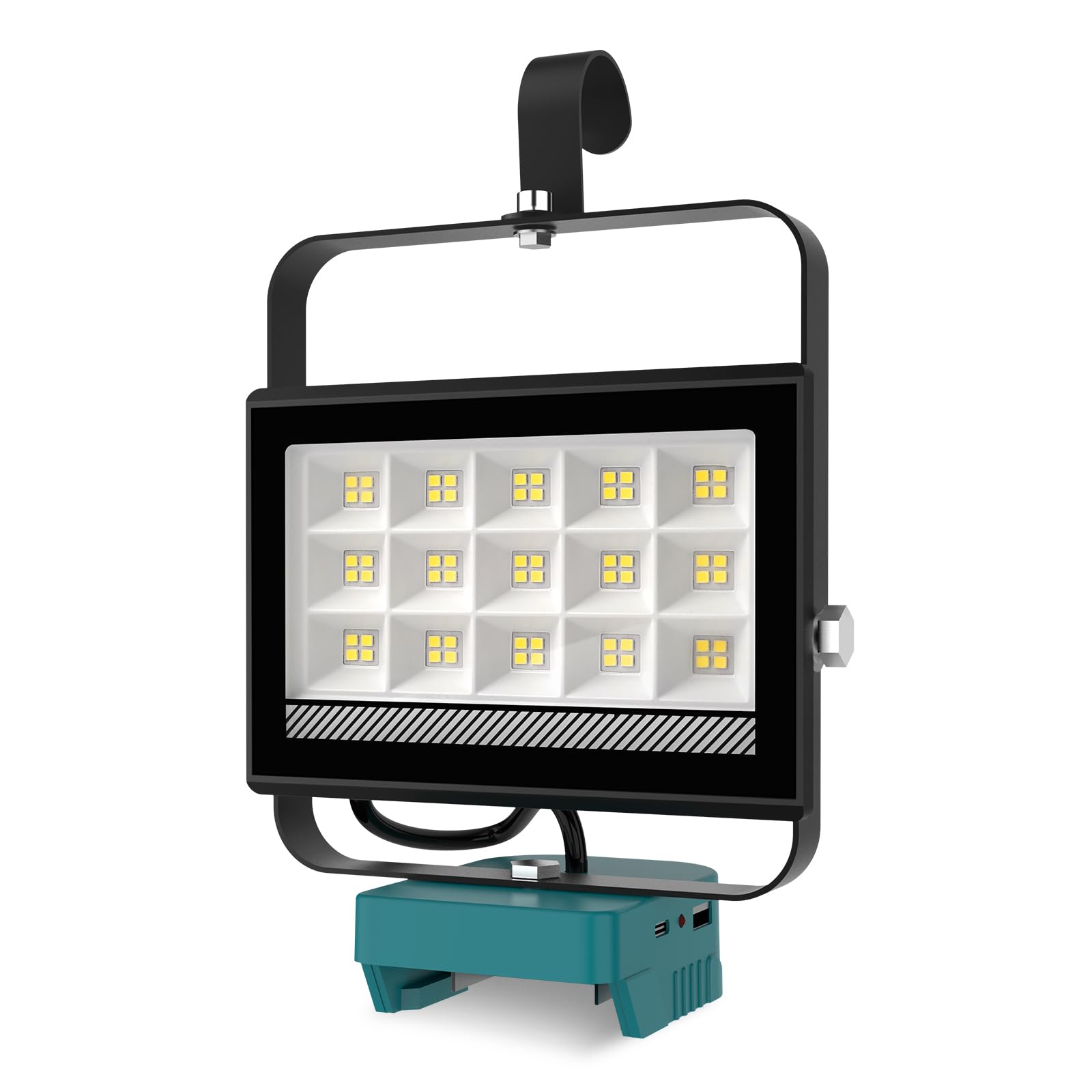 T-SUNiceM Cordless LED Work Light, 60W 6000LM, Dark Green, Model TS-F0430-60-MT, USB & Type-C Charging, 140°
