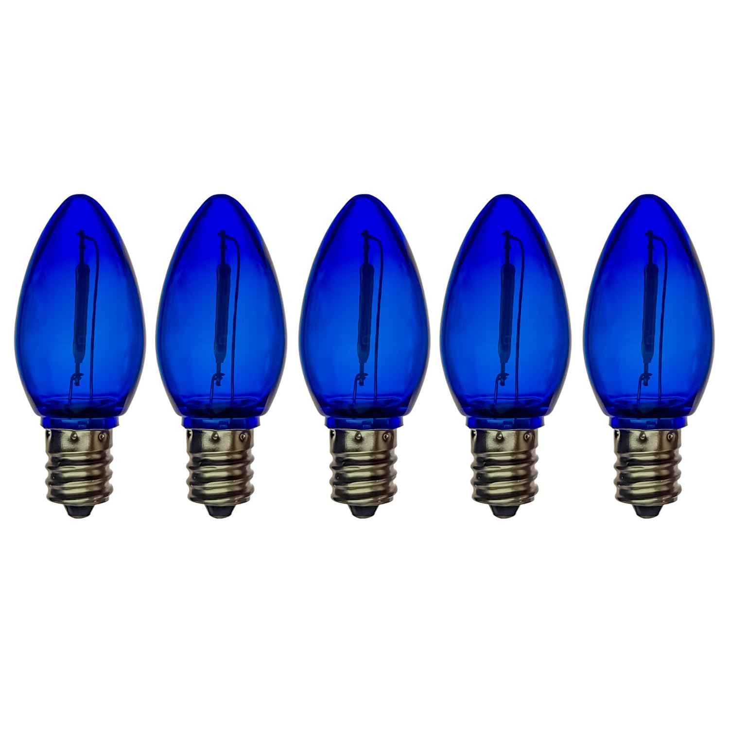 EZLS C7 Dark Blue Colored LED Filament Plastic Bulbs Pack of 5
