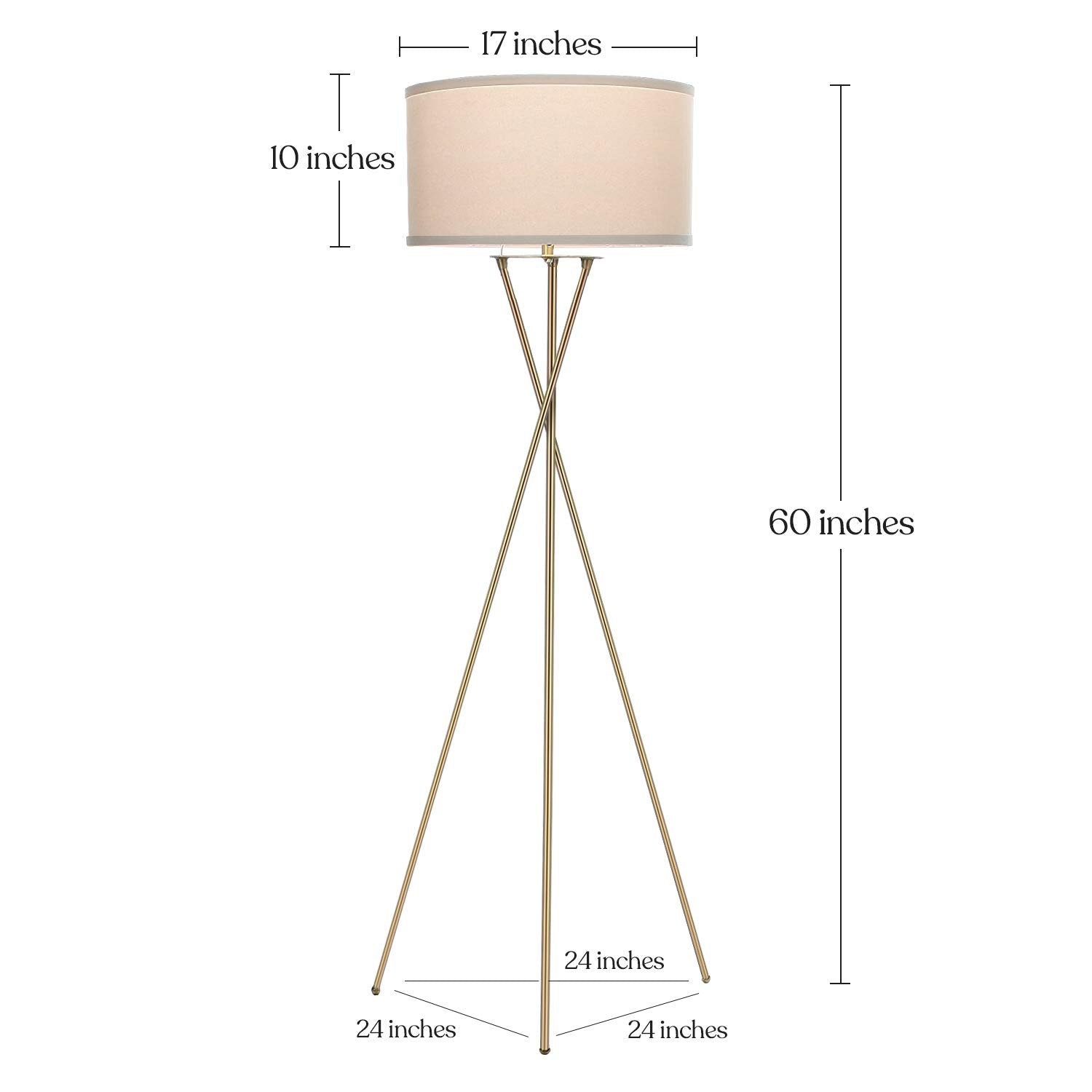 Brightech Jaxon Led Floor Lamp, Modern Lamp For Living Rooms & Offices, Tall Lamp With Contemporary Drum Shade, Gold Tripod Stan