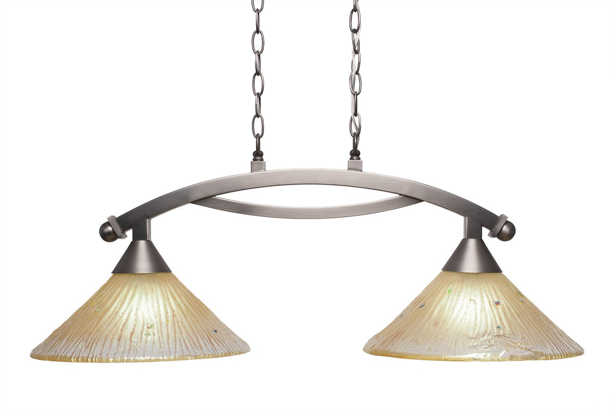 Toltec Lighting Bow 2 Light Island in Brushed Nickel (872-BN-700)